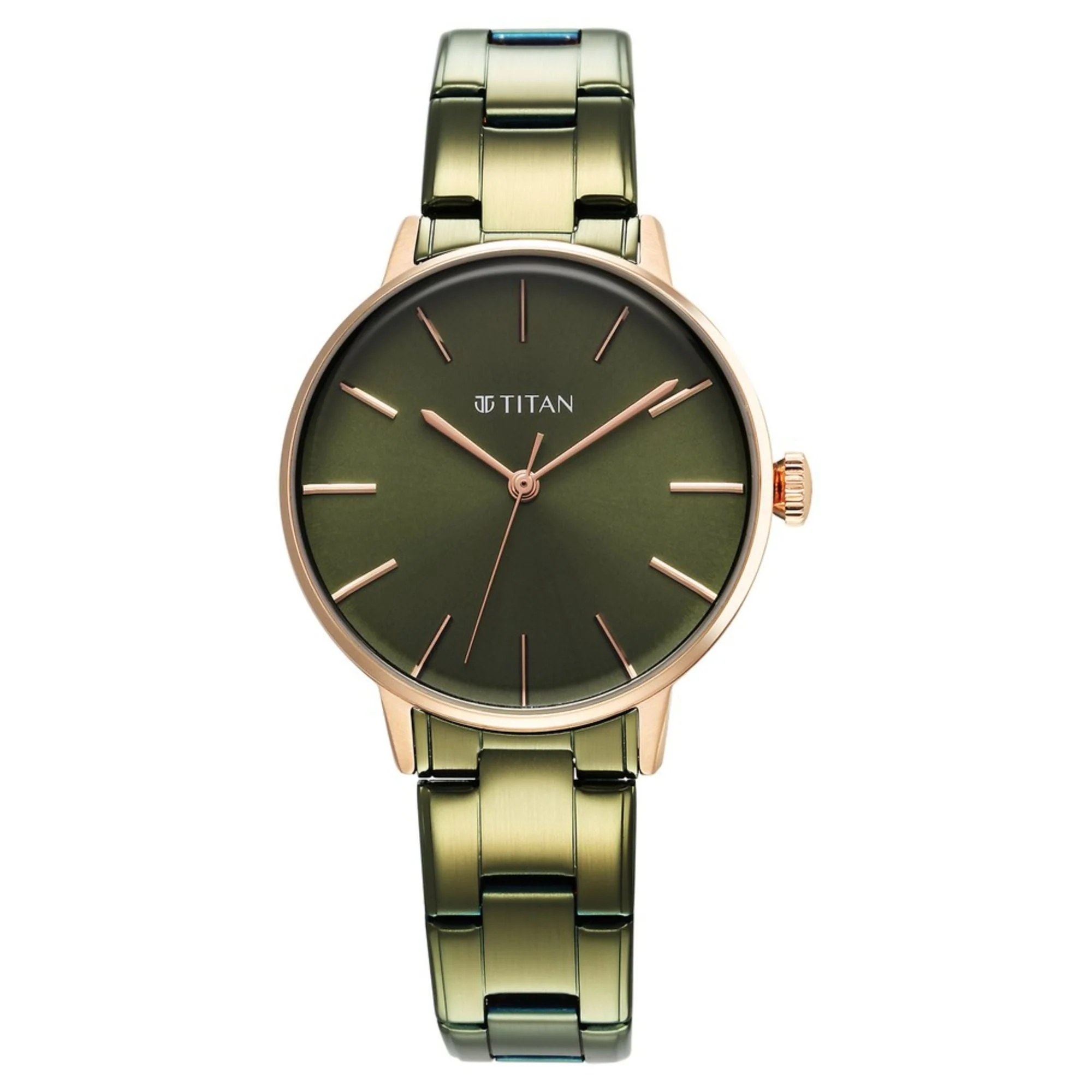Titan TGIF Quartz Analog Green Dial Green Stainless Steel Strap Watch for Women - Image 2