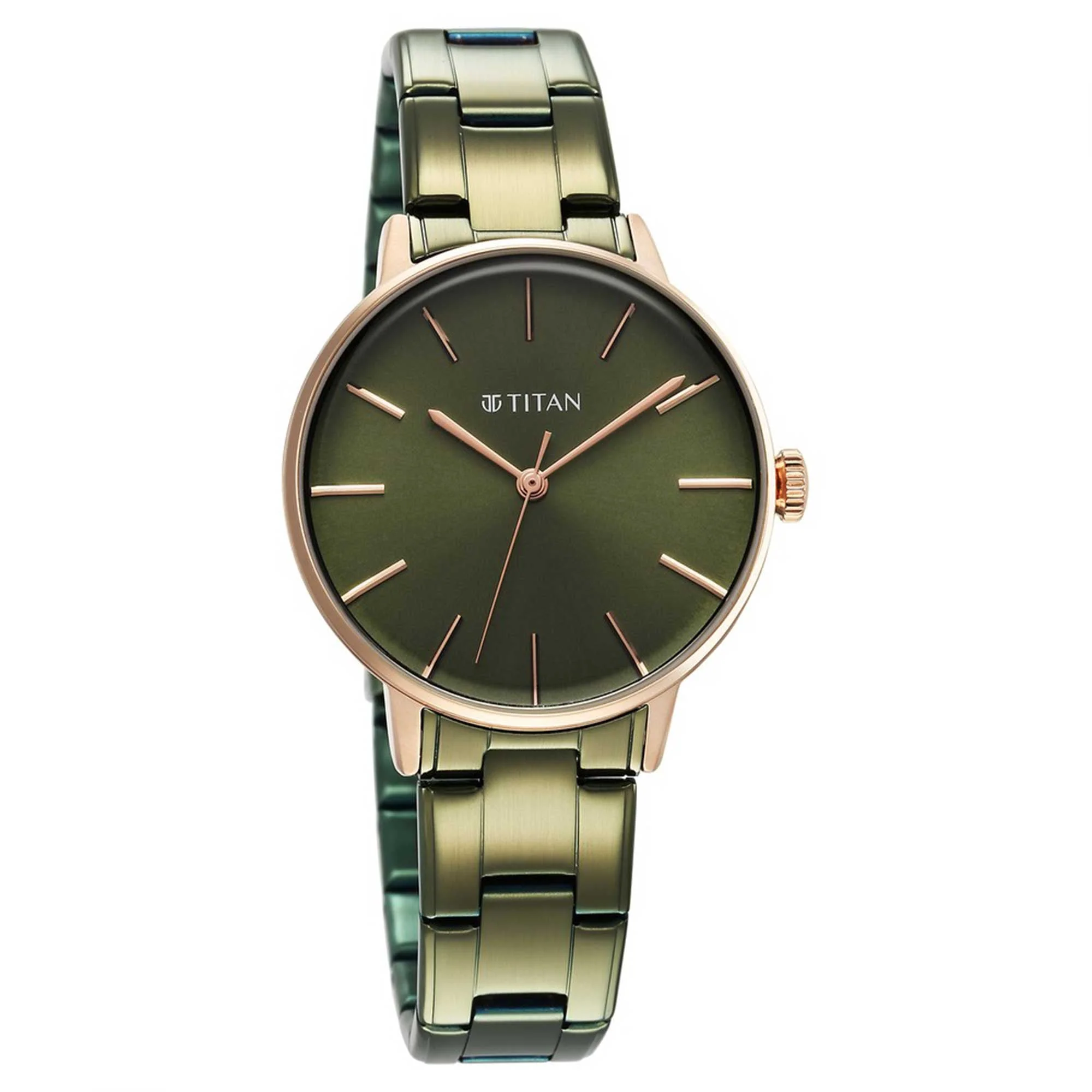 Titan TGIF Quartz Analog Green Dial Green Stainless Steel Strap Watch for Women - Image 3