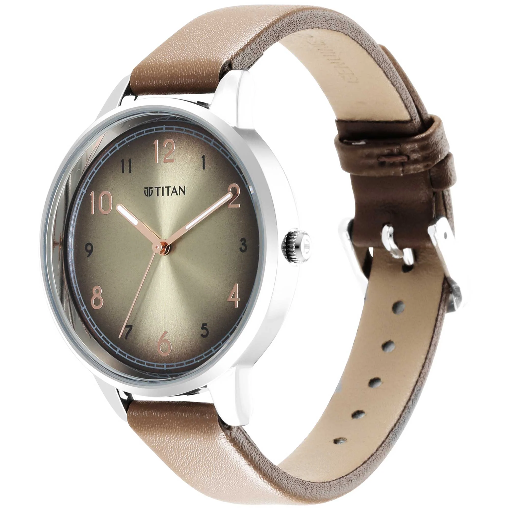 Titan Trendsetters Beige Dial Women Watch With Leather Strap - Image 3