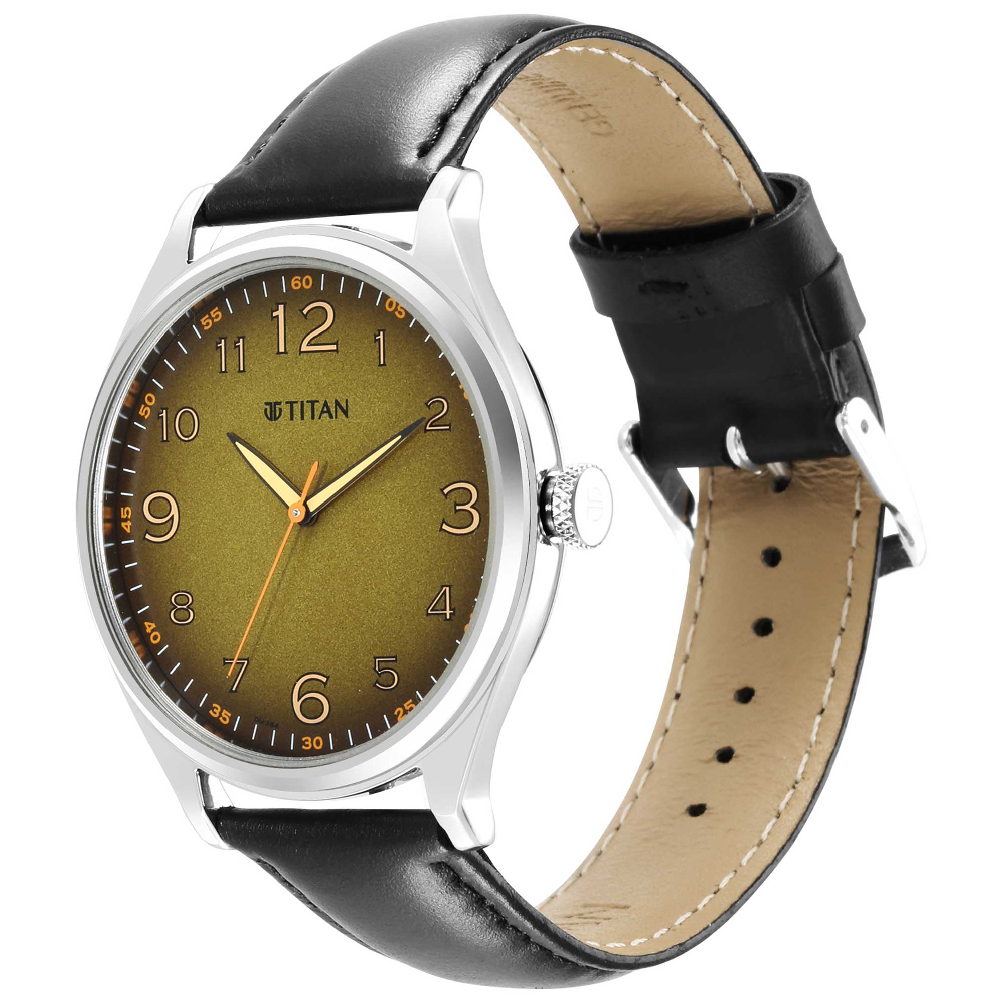 Titan Trendsetters Green Dial Analog Leather Strap Watch for Men - Image 3