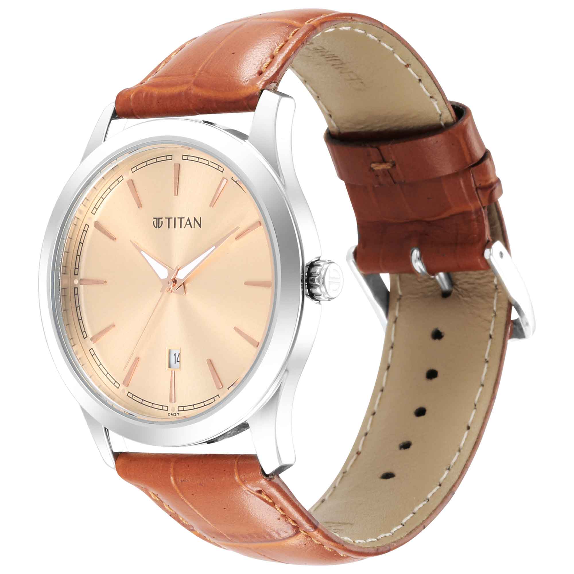 Titan Trendsetters Light Rose Gold Dial Analog Leather Strap watch for Men - Image 3