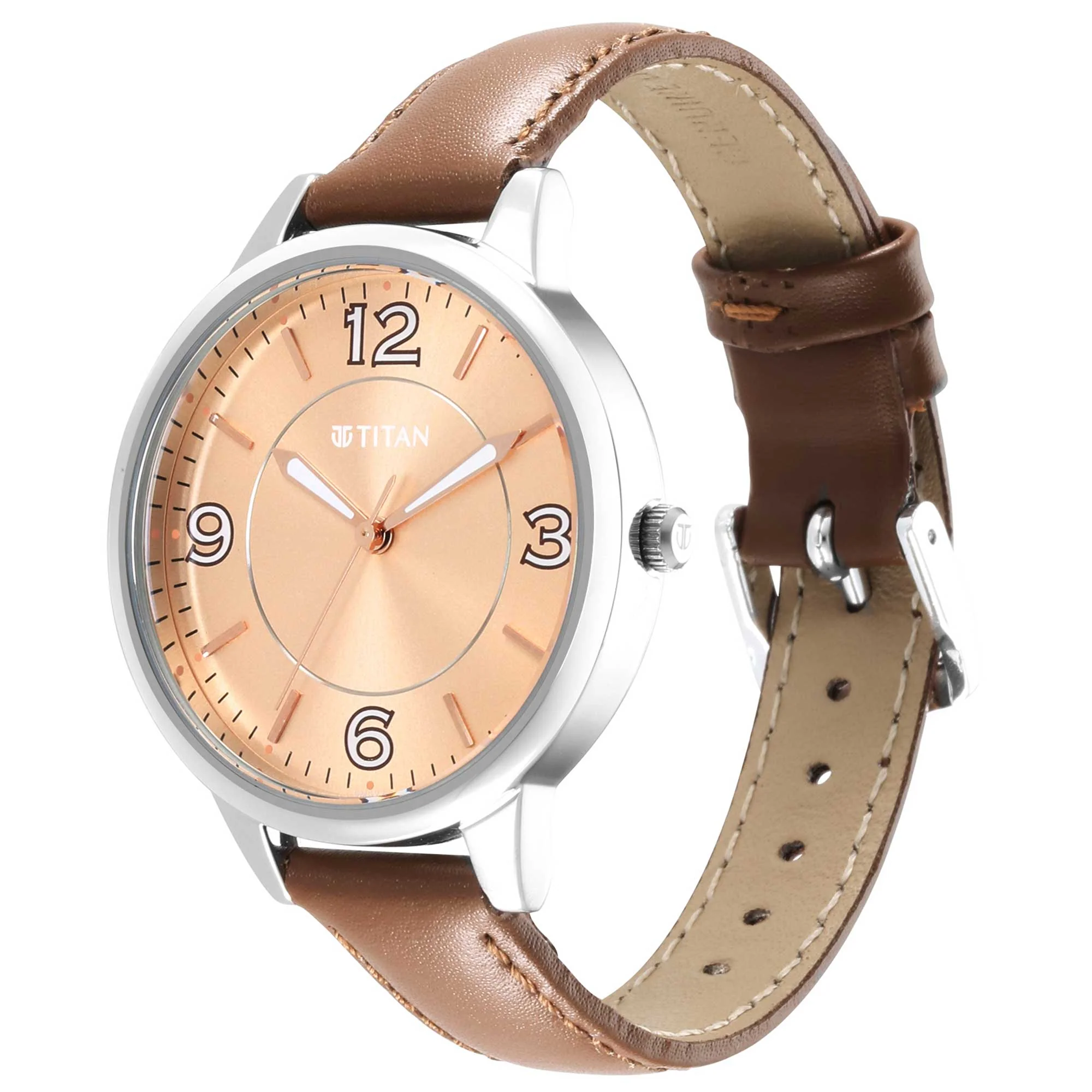 Titan Trendsetters Light Rose Gold Dial Analog Leather Strap watch for Women - Image 3