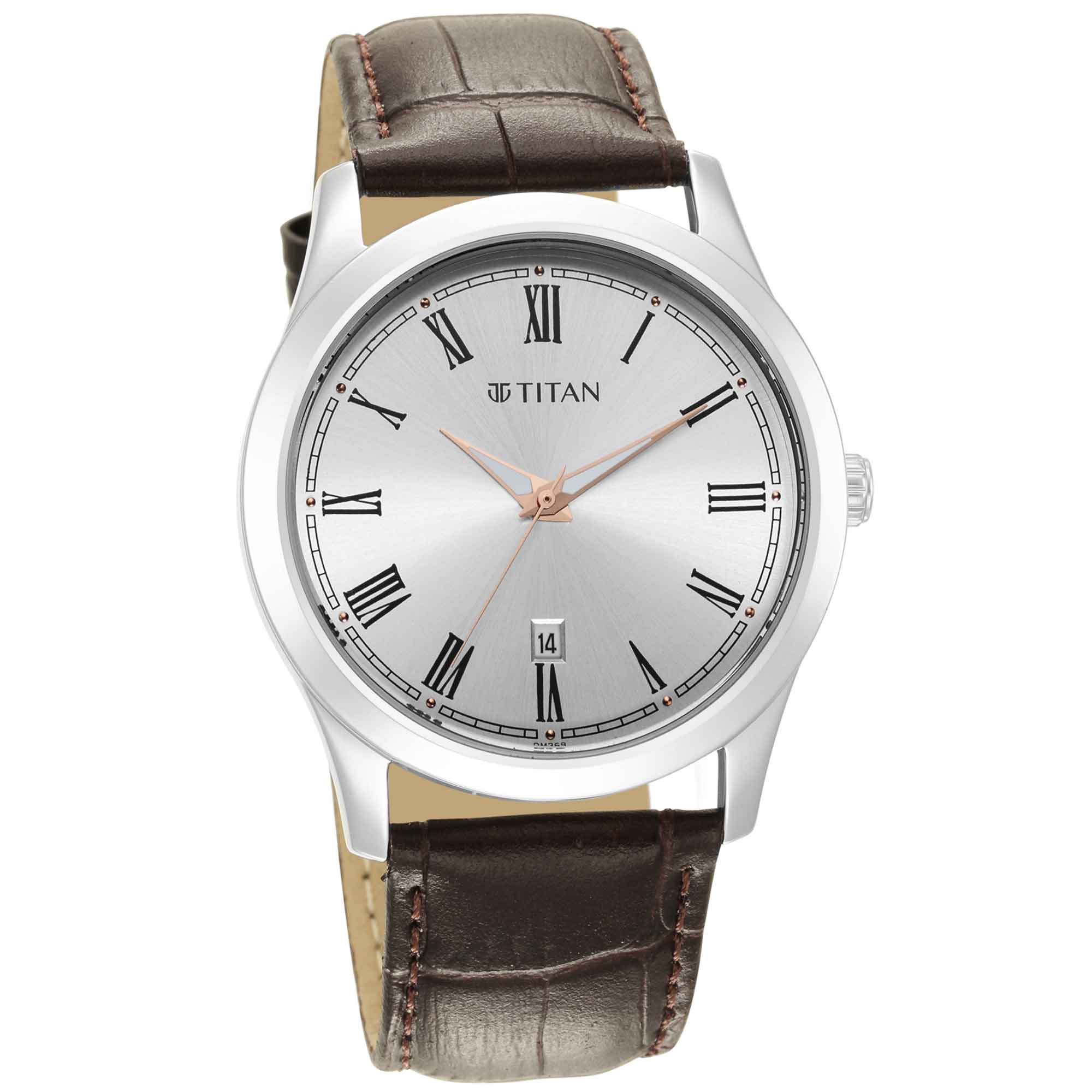 Titan Trendsetters Silver White Dial Analog Leather Strap watch for Men - Image 3