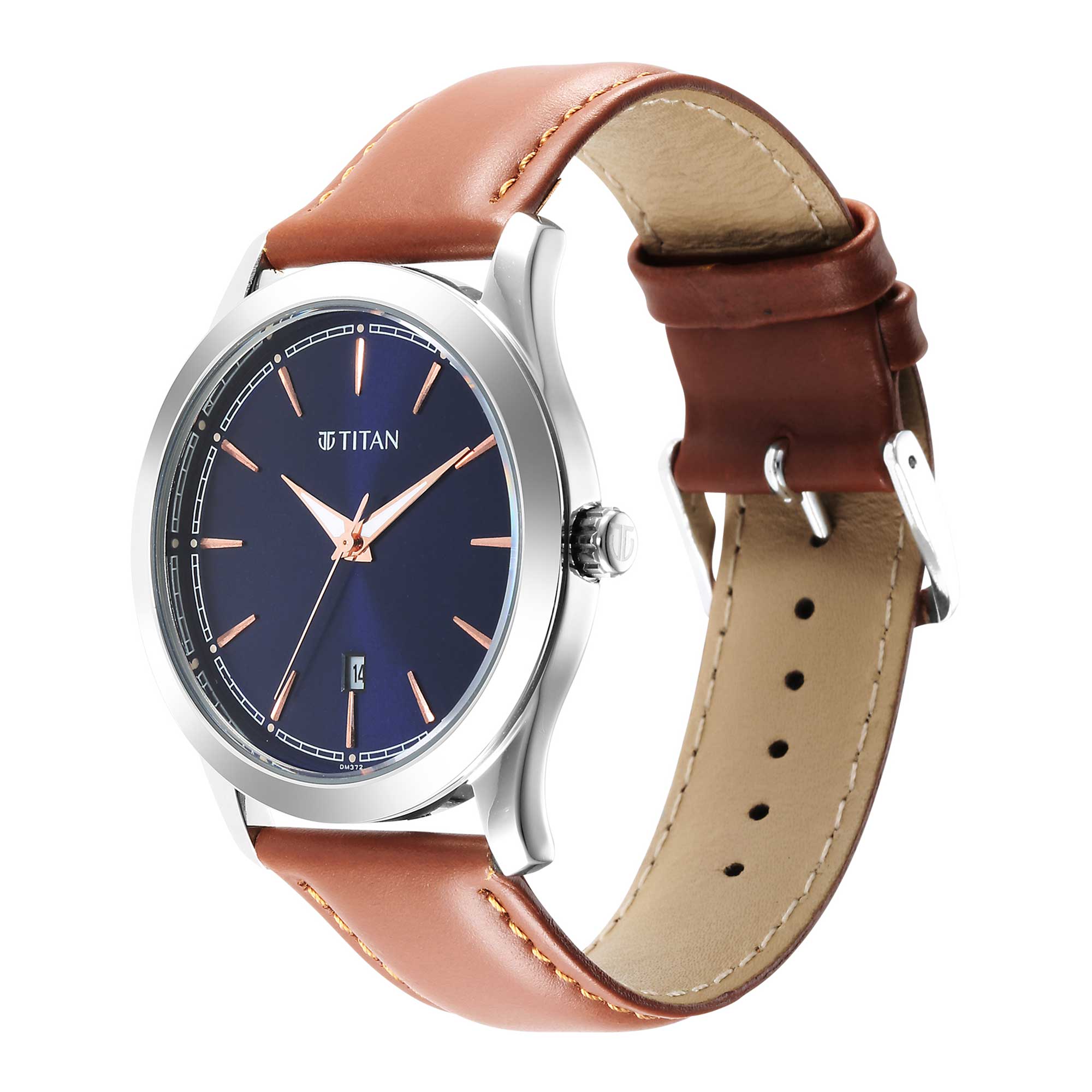 Titan Urban Analog Blue Dial Leather Strap Watch for Men - Image 3