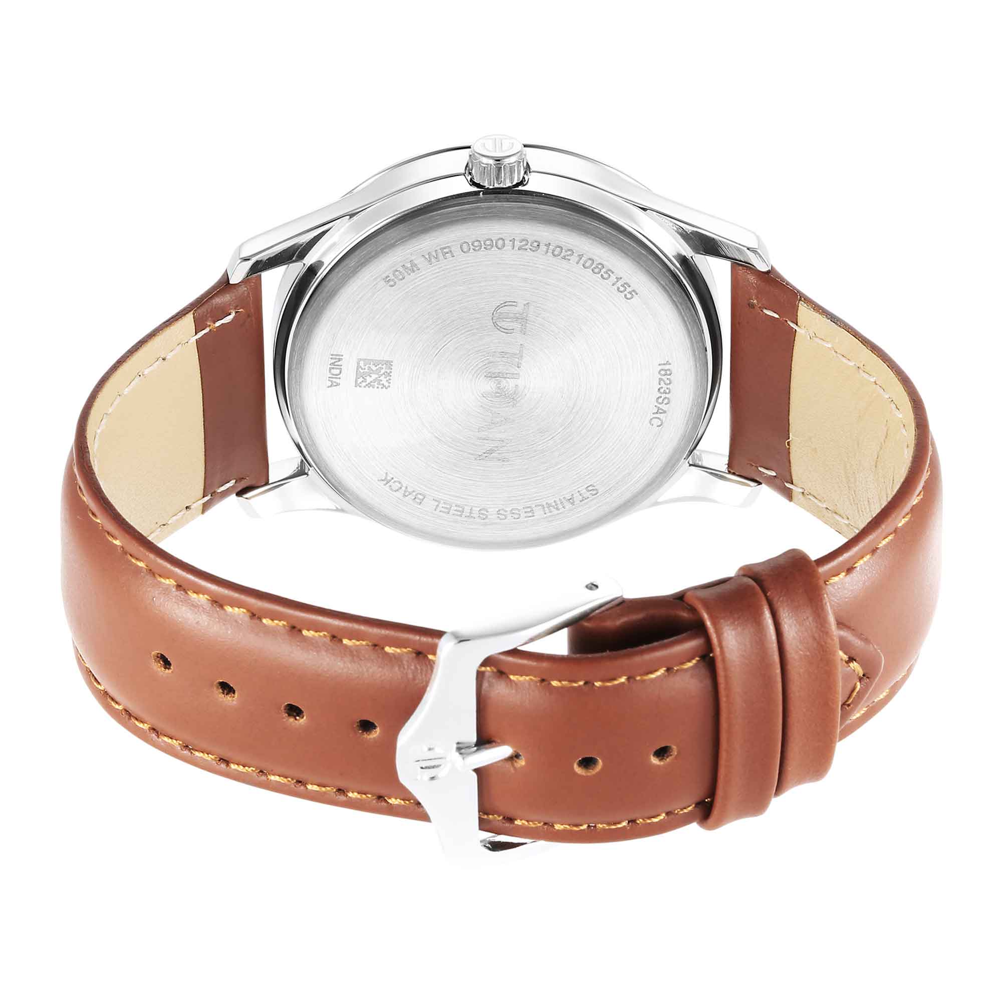 Titan Urban Analog Blue Dial Leather Strap Watch for Men - Image 5