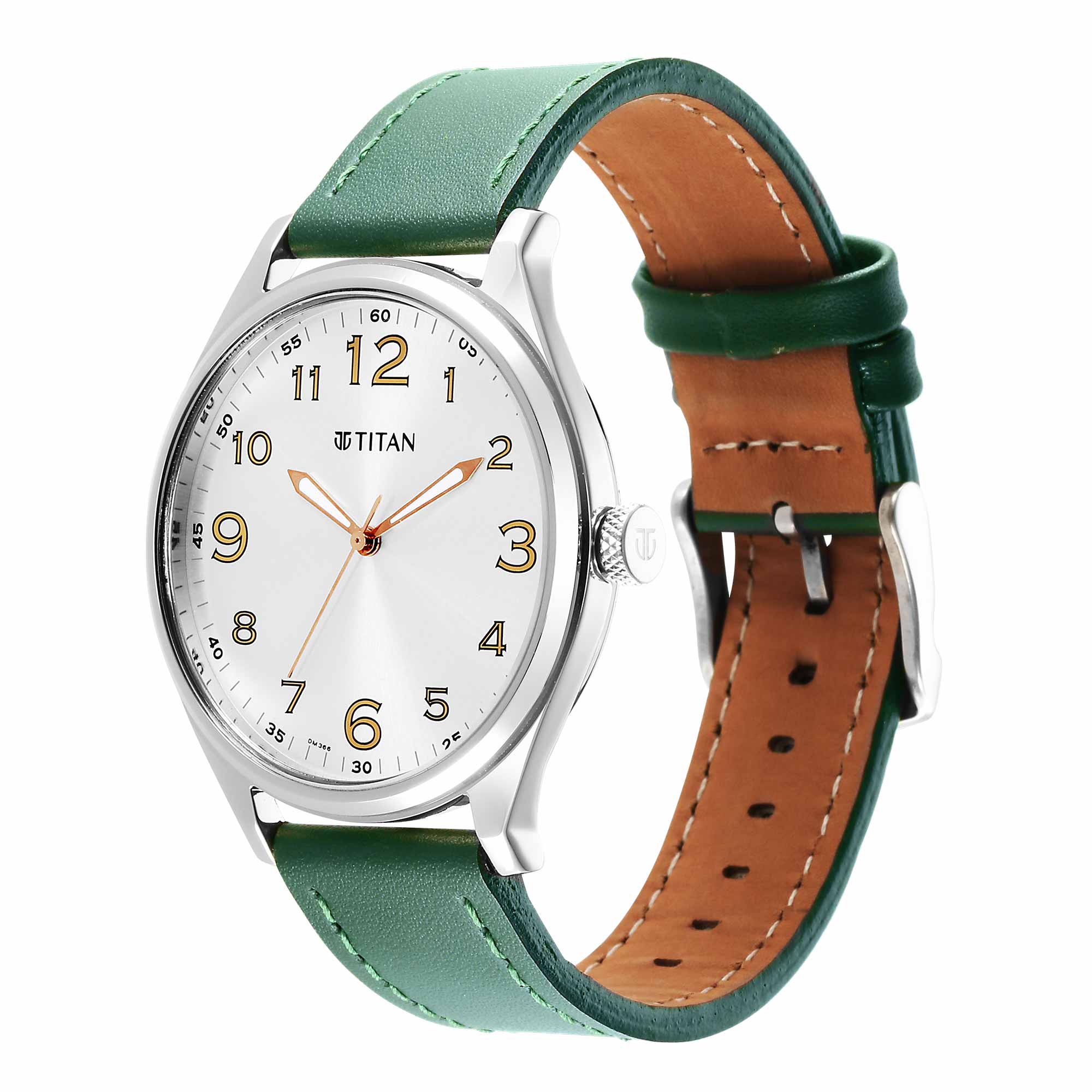 Titan Urban Analog Silver White Dial Leather Strap Watch for Men - Image 3