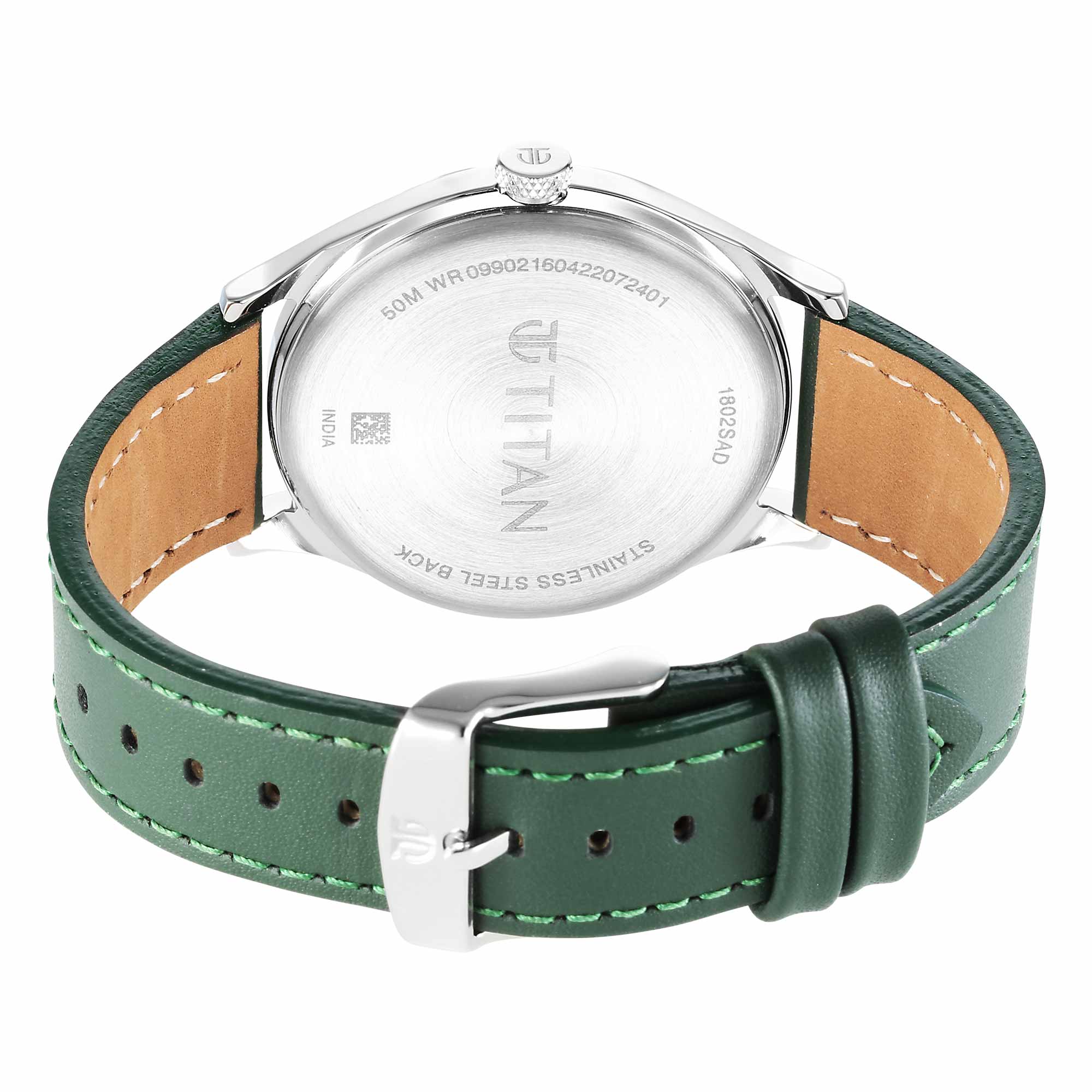 Titan Urban Analog Silver White Dial Leather Strap Watch for Men - Image 5