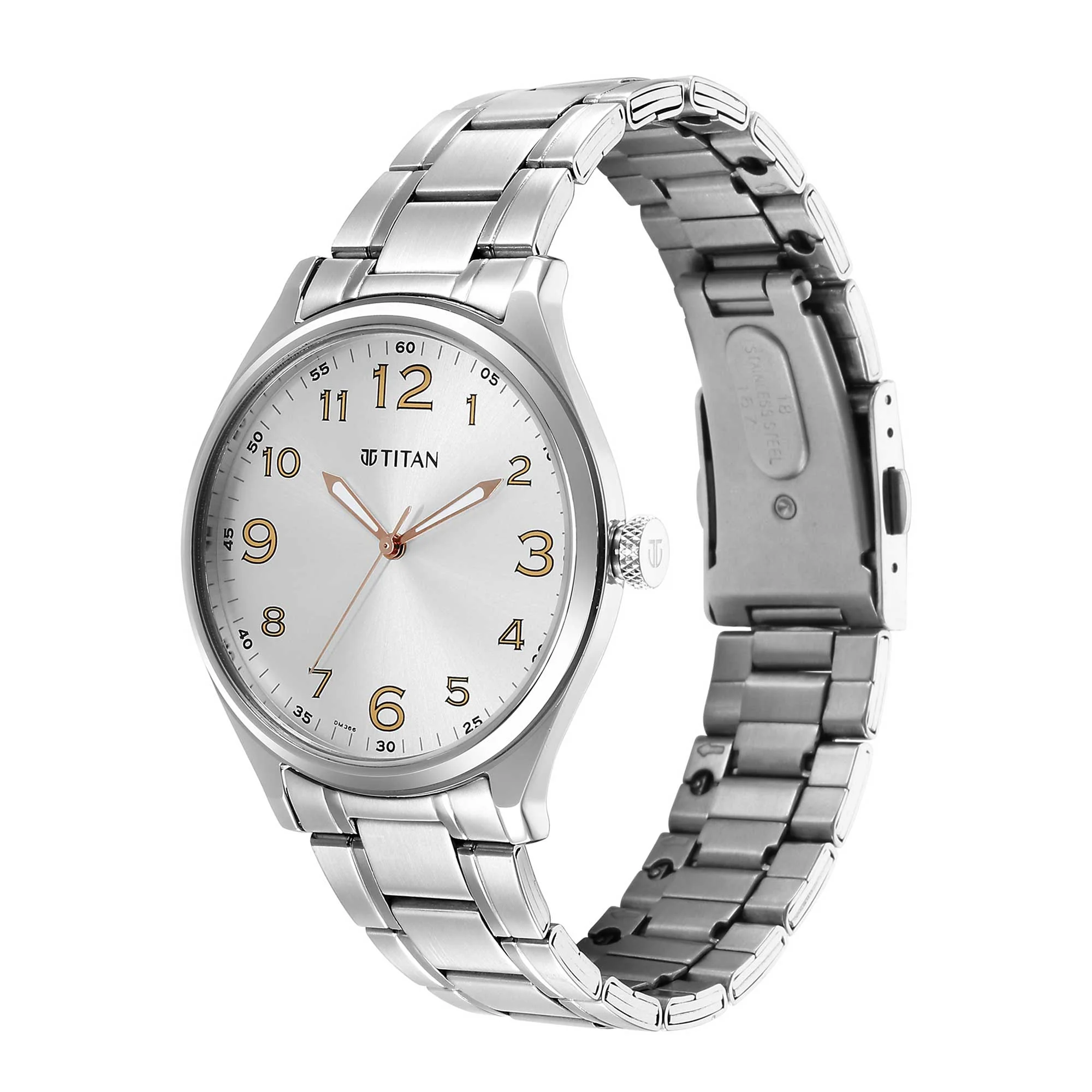 Titan Urban Analog Silver White Dial Metal Strap Watch for Men - Image 3