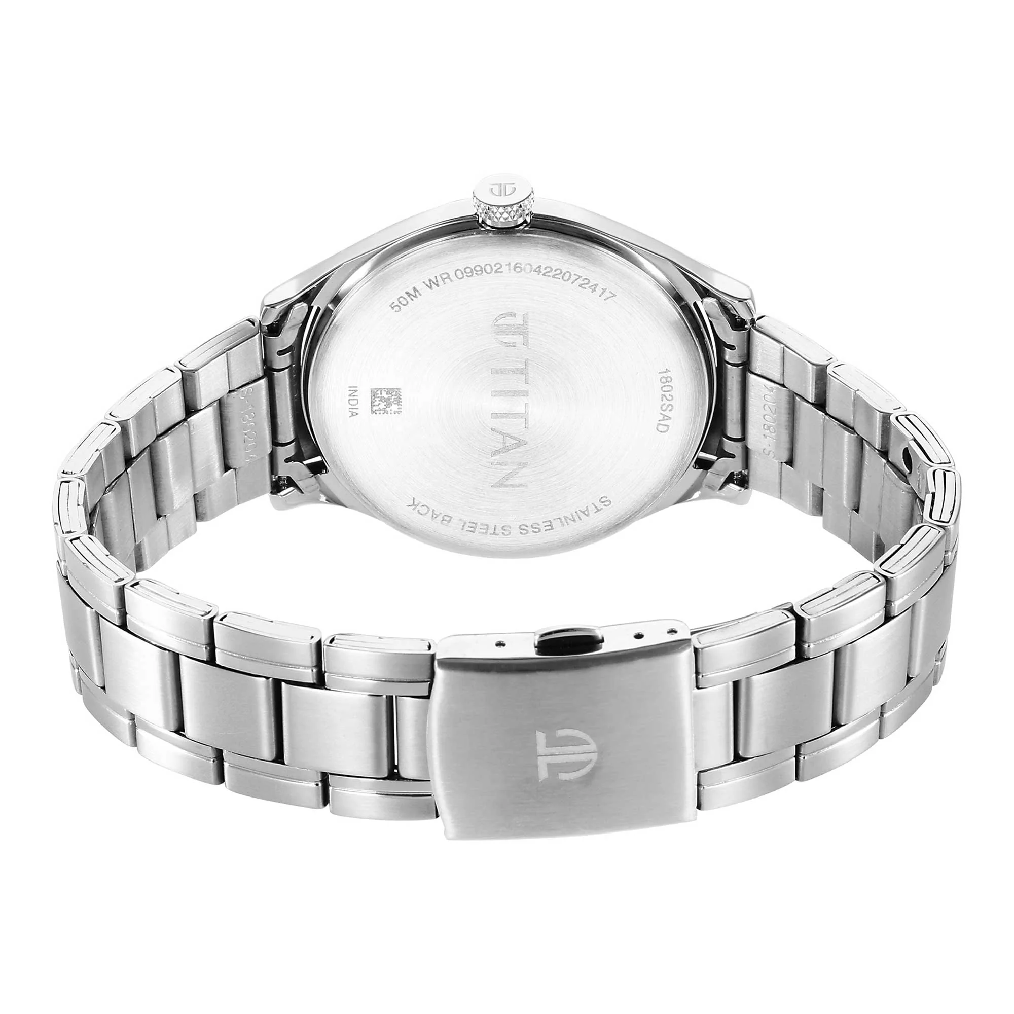 Titan Urban Analog Silver White Dial Metal Strap Watch for Men - Image 5