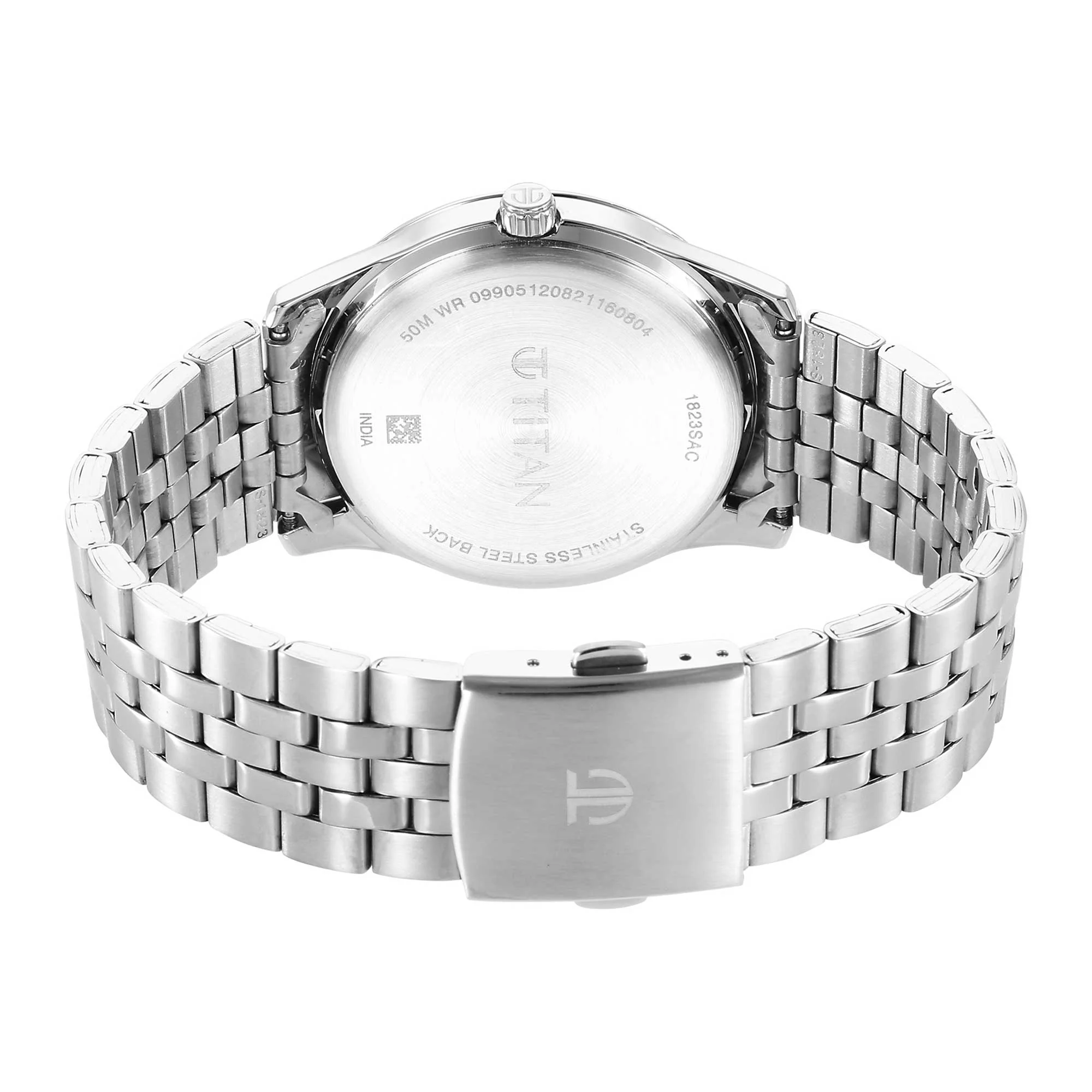 Titan Urban Analog Silver White Dial Metal Strap Watch for Men - Image 5
