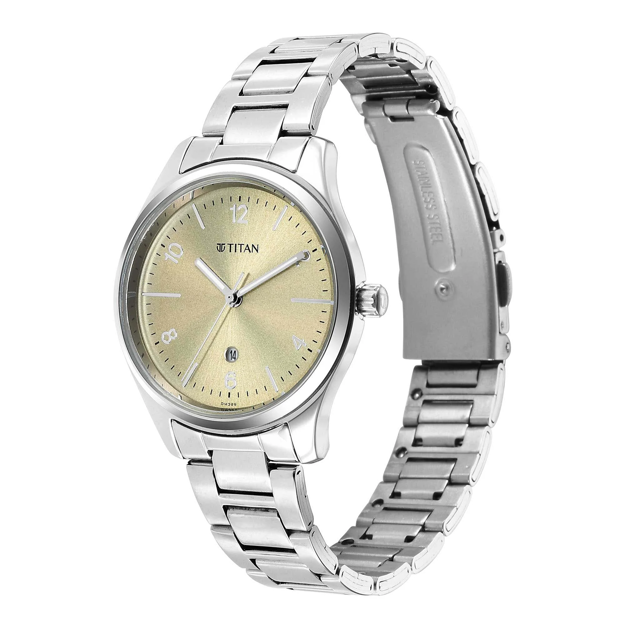 Titan Urban Biege Dial Analog Metal Strap Watch for Women - Image 3