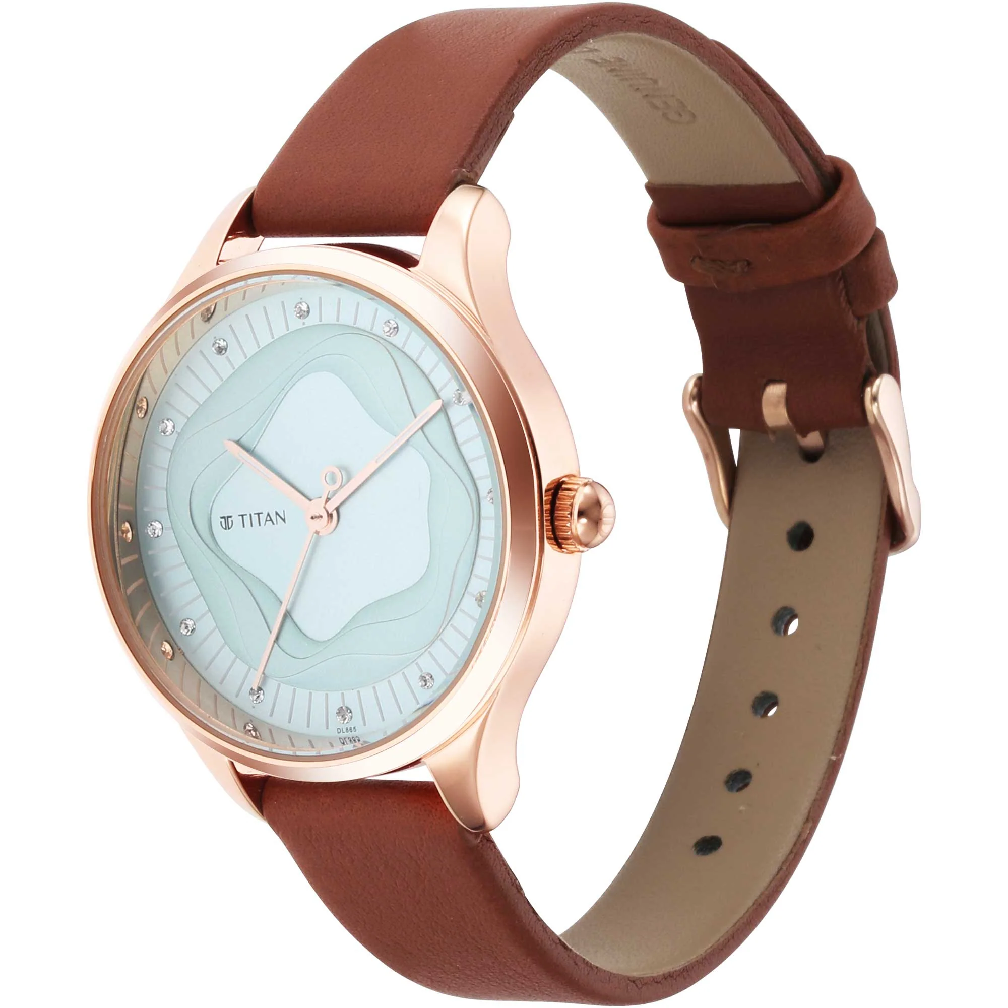Titan Wander Blue Dial Analog Leather Strap Watch for Women - Image 3
