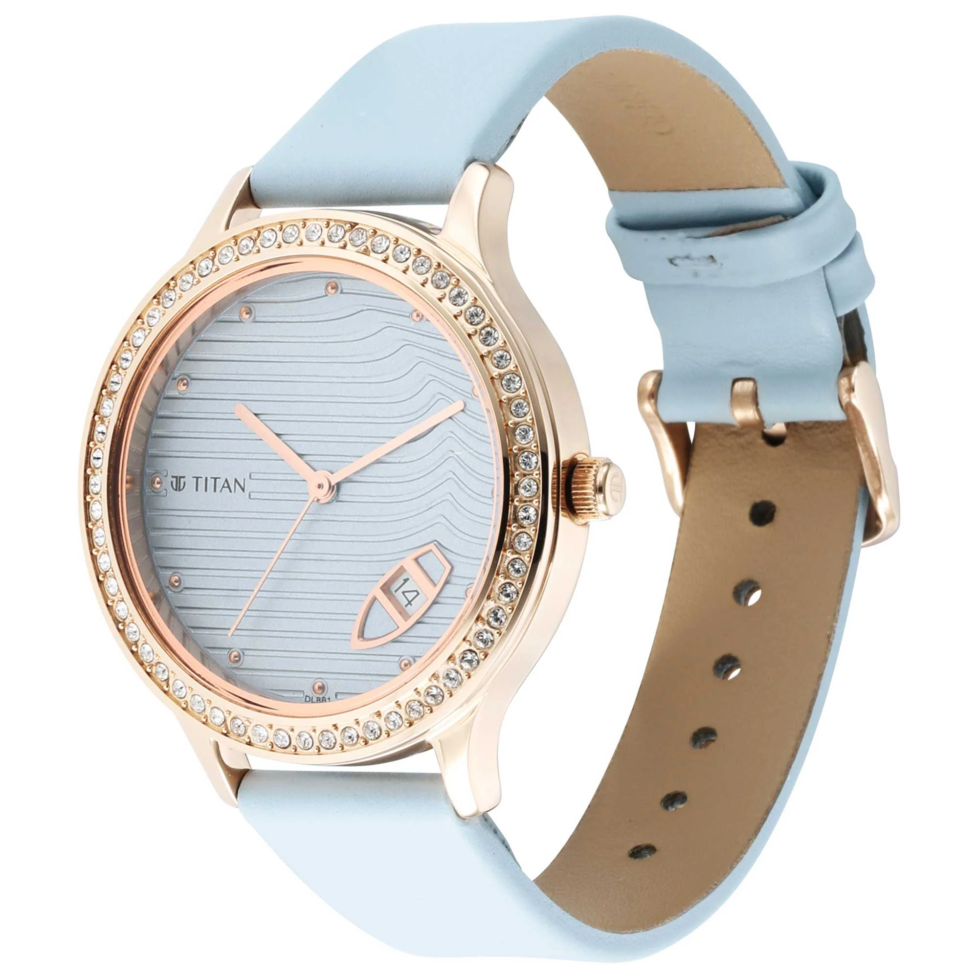 Titan Wander Blue Dial Women Watch With Leather Strap - Image 3