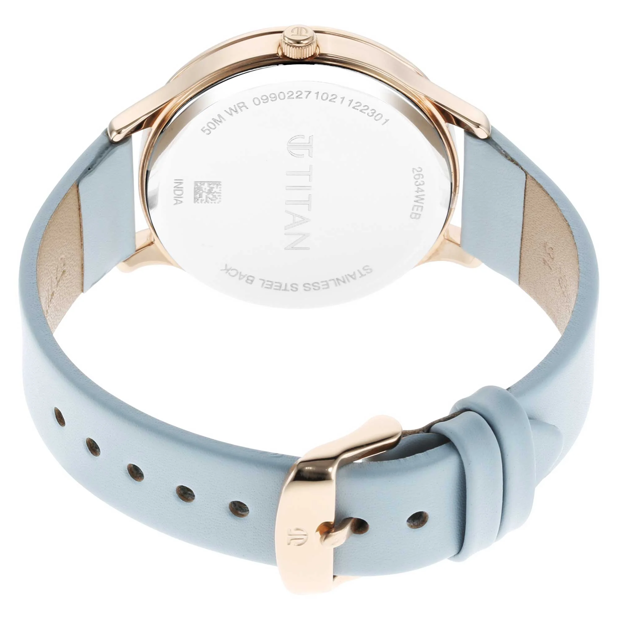 Titan Wander Blue Dial Women Watch With Leather Strap - Image 5