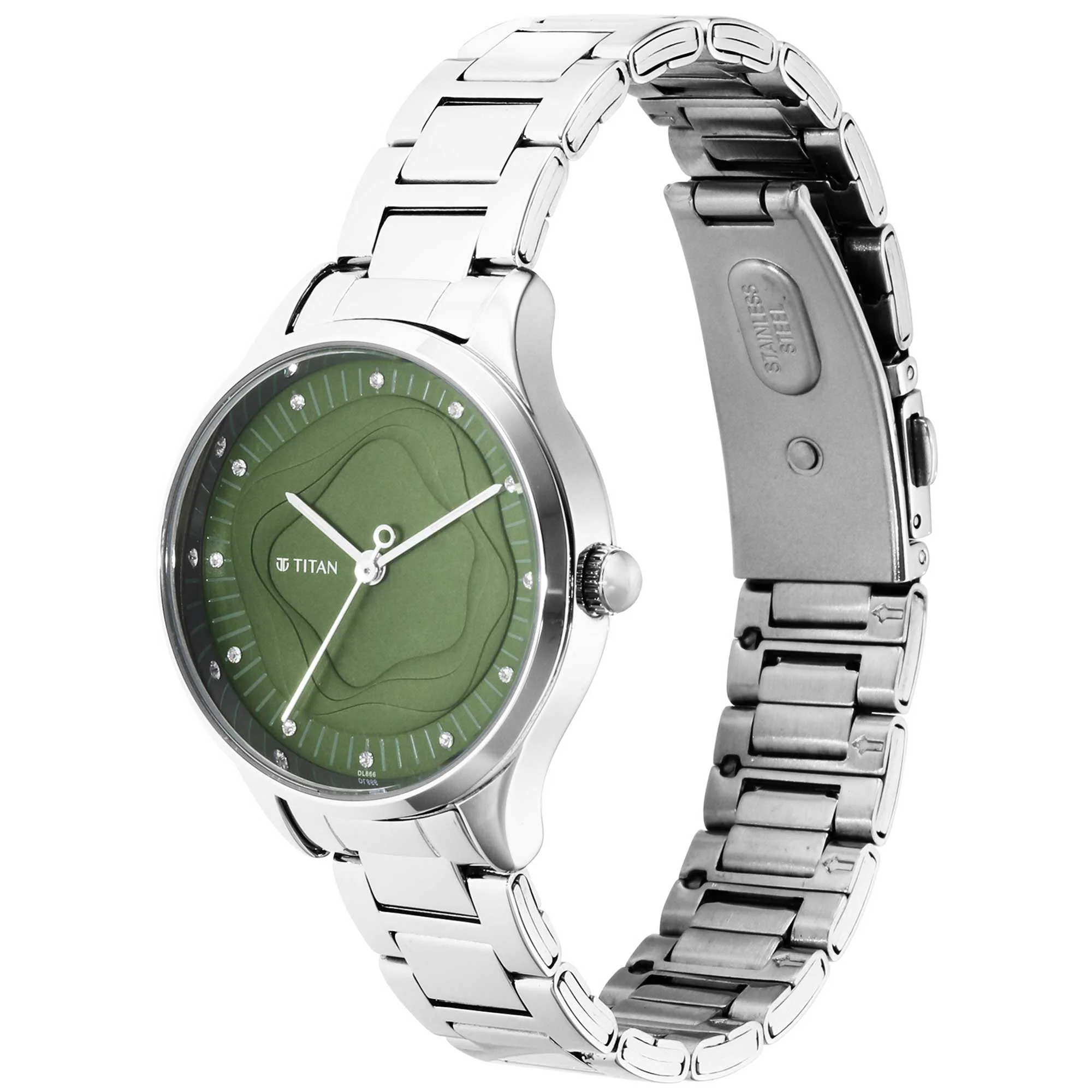 Titan Wander Green Dial Analog Stainless Steel Strap Watch for Women - Image 3
