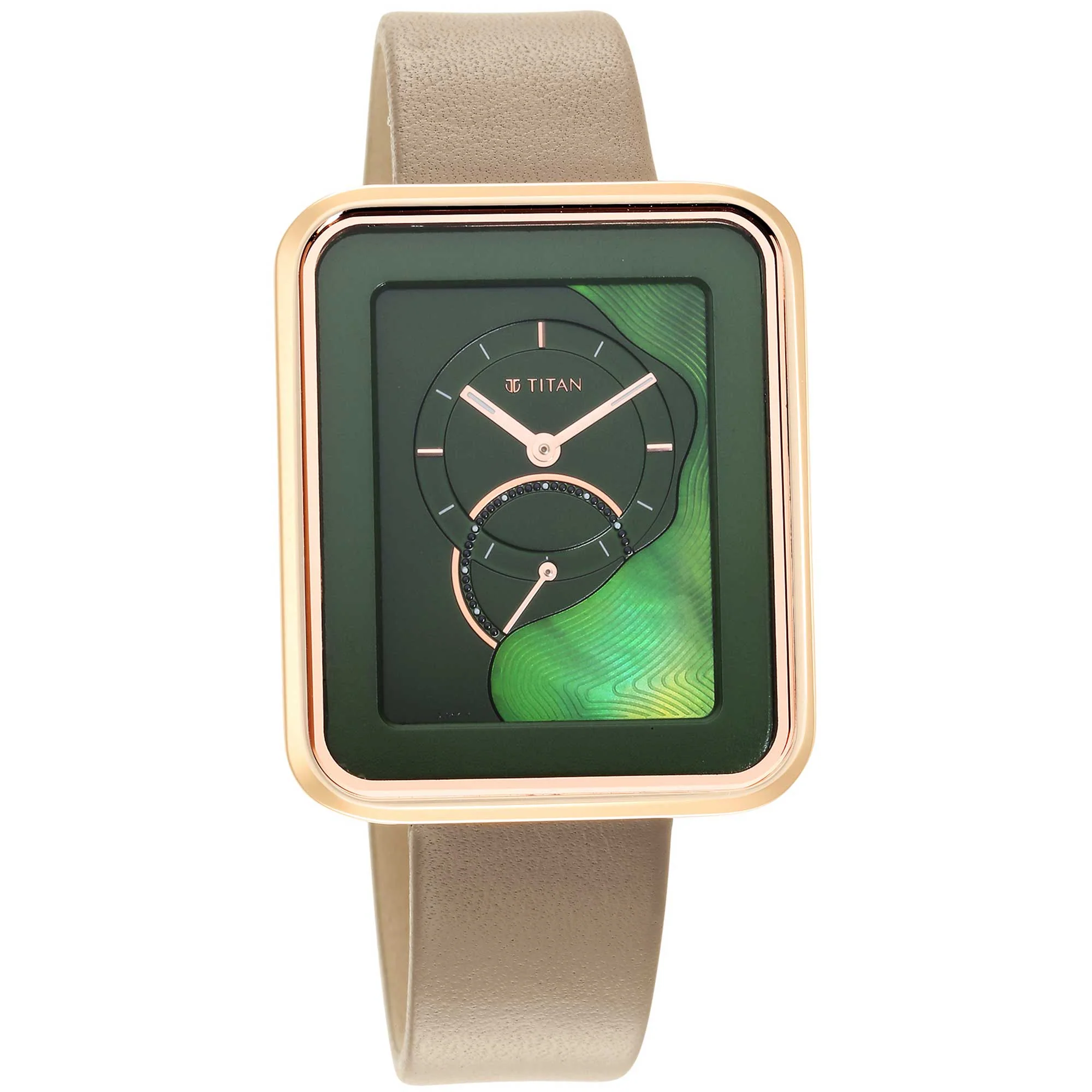 Titan Wander Green MOP Analog Leather Strap watch for Women - Image 3