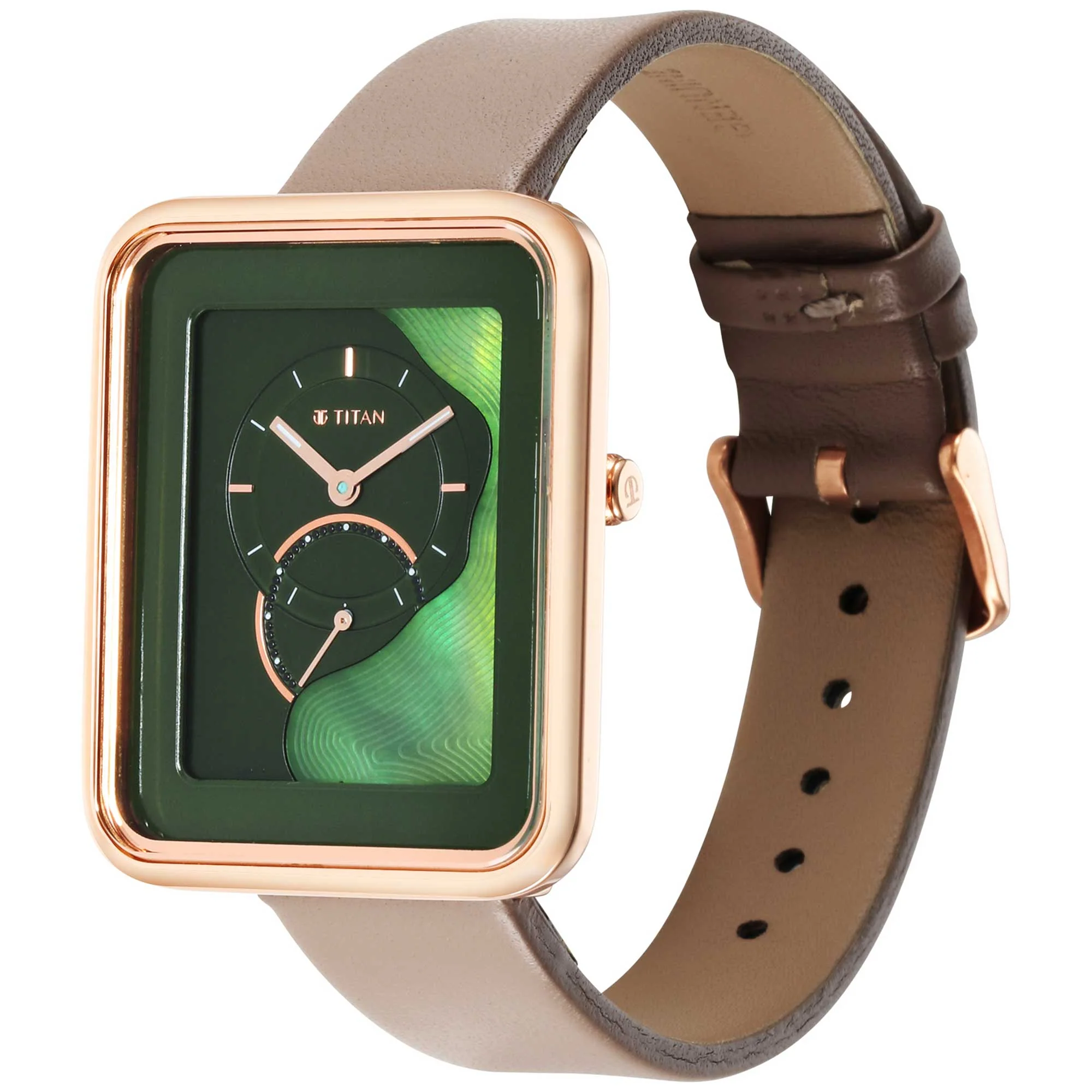 Titan Wander Green MOP Analog Leather Strap watch for Women - Image 4