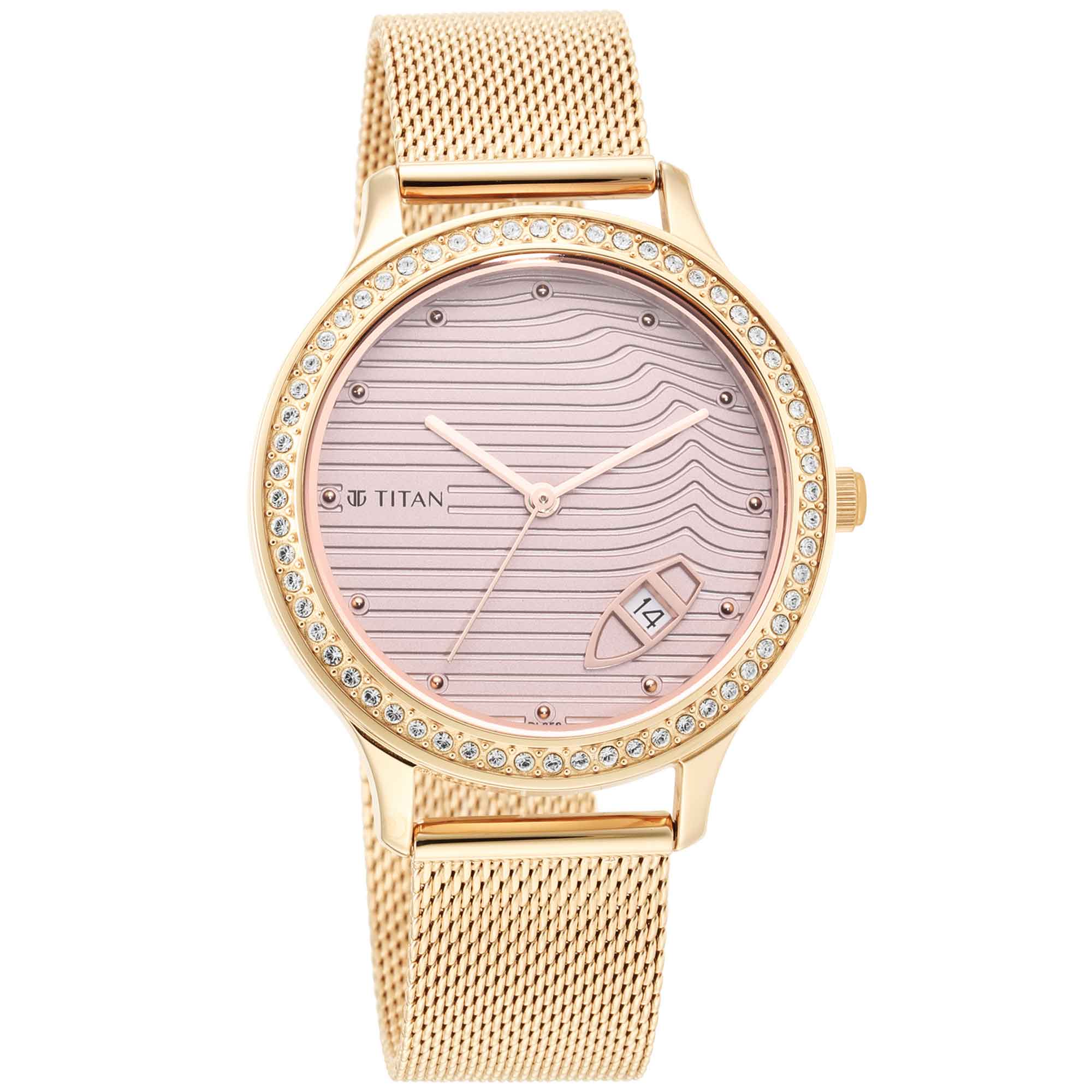 Titan Wander Light Brown Dial Analog Stainless Steel Strap Watch for Women - Image 3