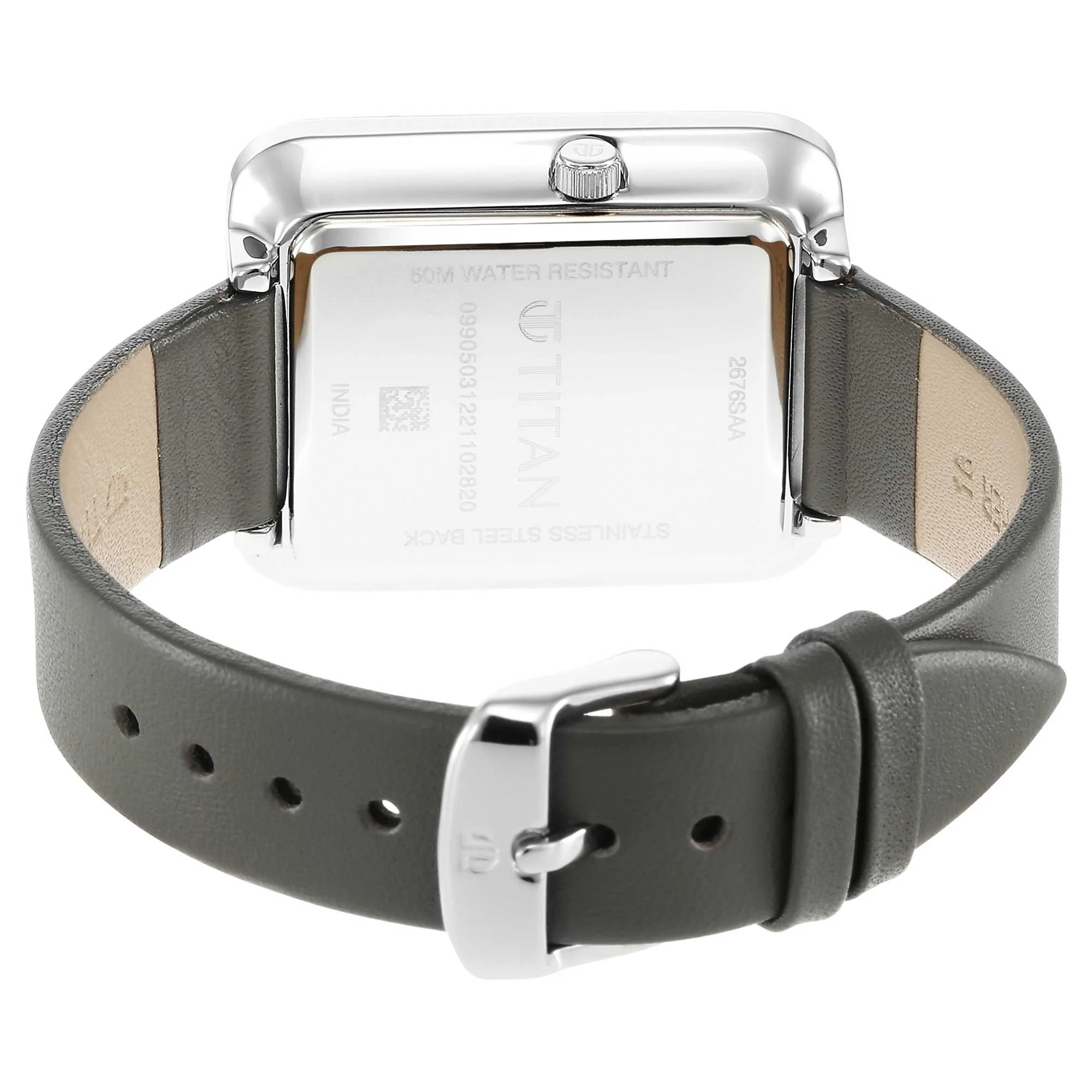Titan Wander Silver White Dial Analog Leather Strap Watch for Women - Image 6