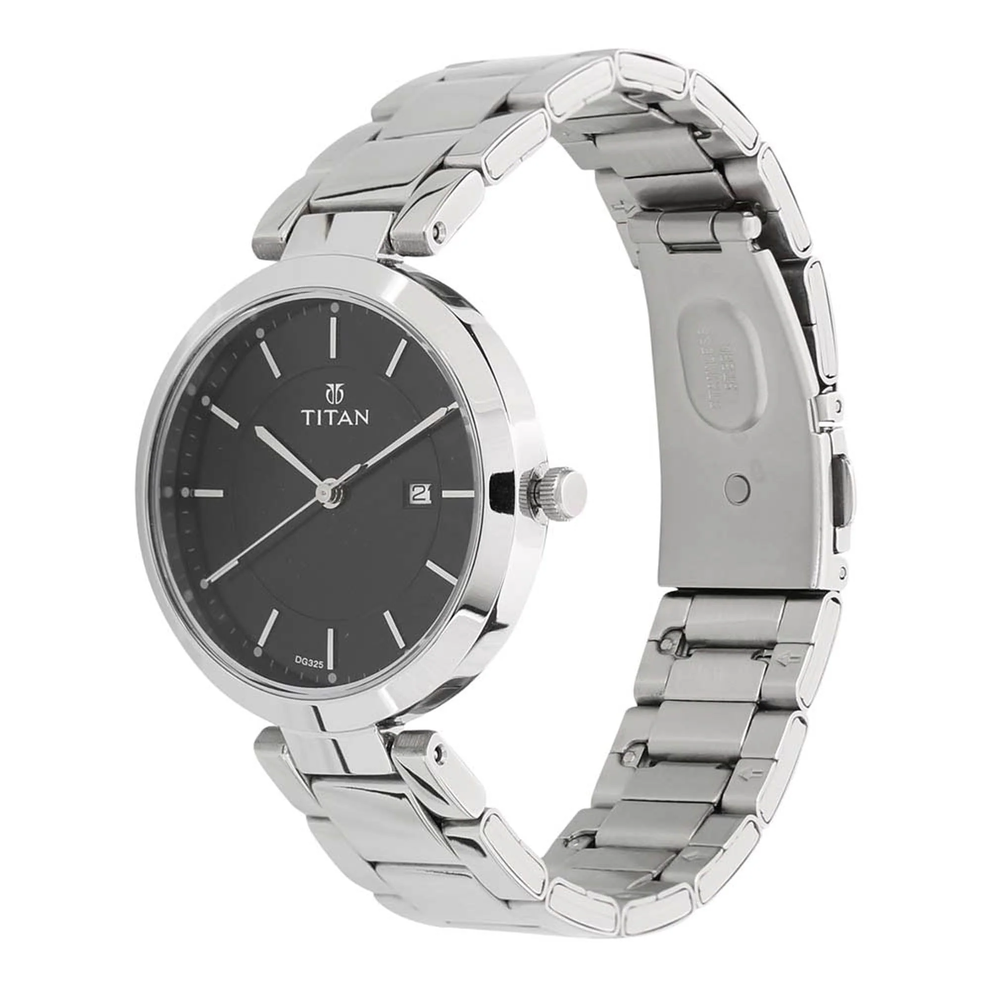 Titan Workwear Black Dial Analog with Day and Date Stainless Steel Strap watch for Women - Image 2