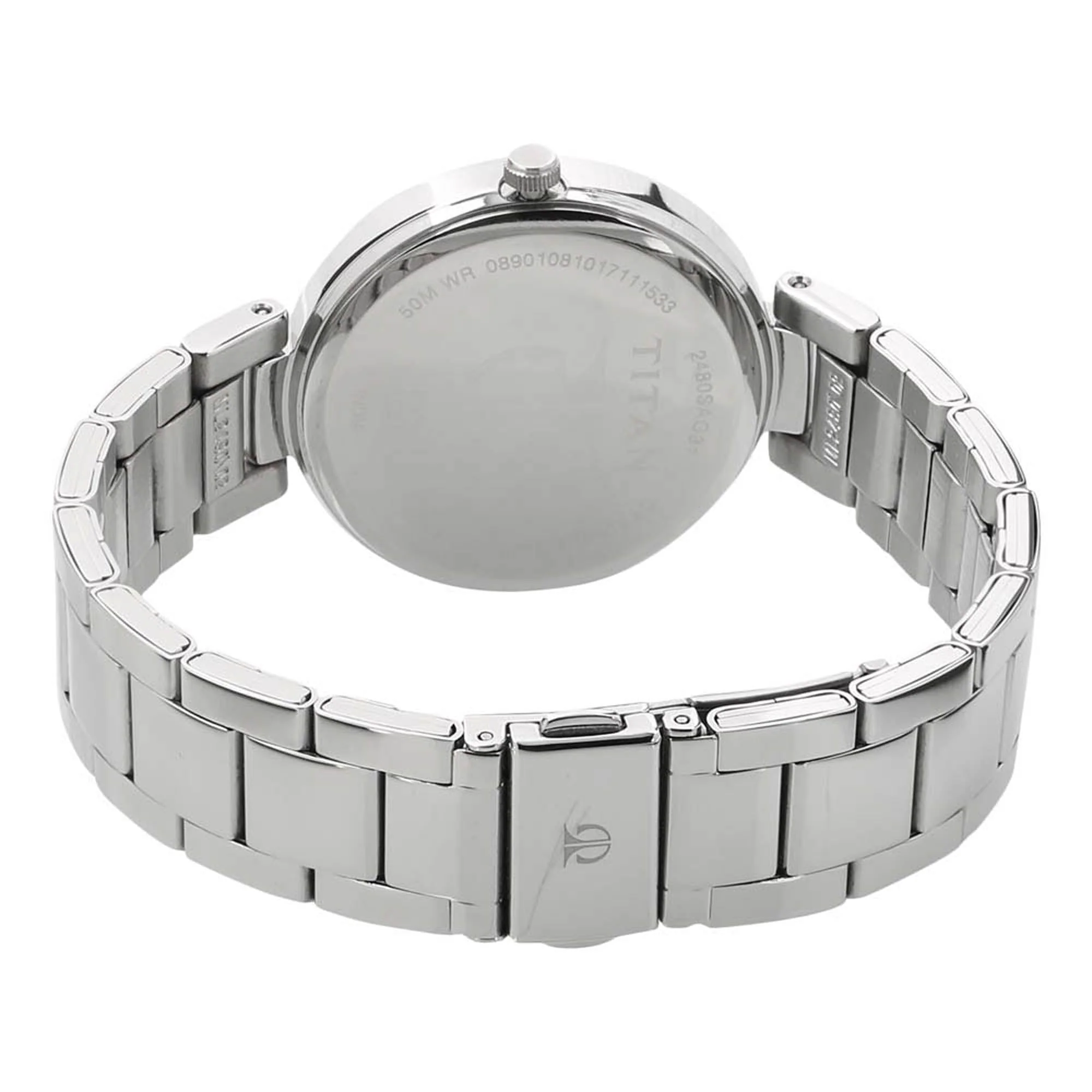 Titan Workwear Black Dial Analog with Day and Date Stainless Steel Strap watch for Women - Image 4