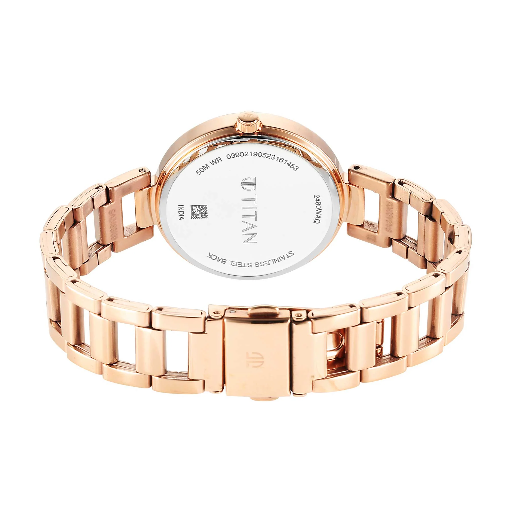 Titan Workwear Quartz Analog Beige Dial Rose Gold Stainless Steel Strap Watch for Women - Image 6