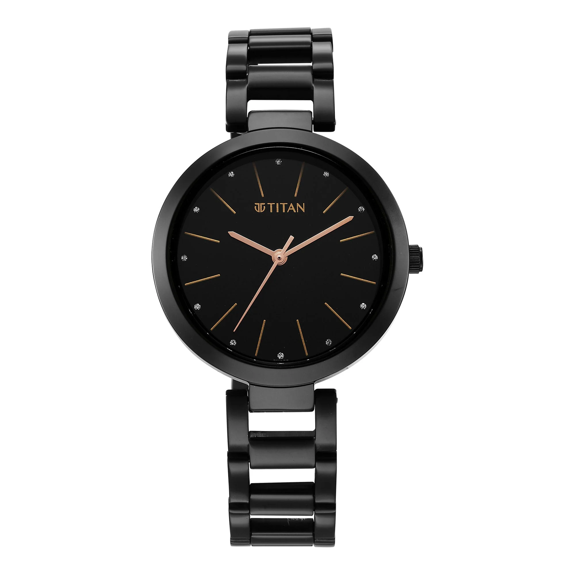 Titan Workwear Quartz Analog Black Dial Black Stainless Steel Strap Watch for Women - Image 2