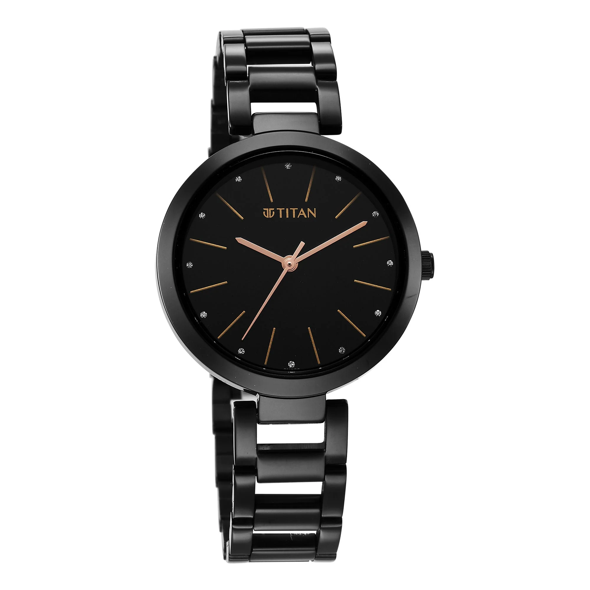 Titan Workwear Quartz Analog Black Dial Black Stainless Steel Strap Watch for Women - Image 3