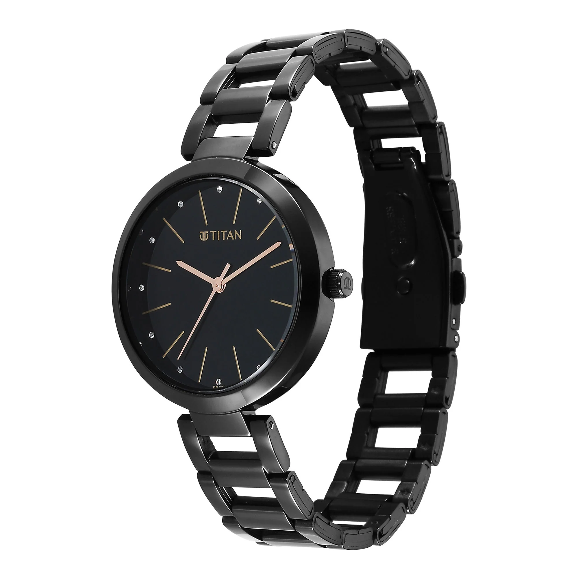 Titan Workwear Quartz Analog Black Dial Black Stainless Steel Strap Watch for Women - Image 4