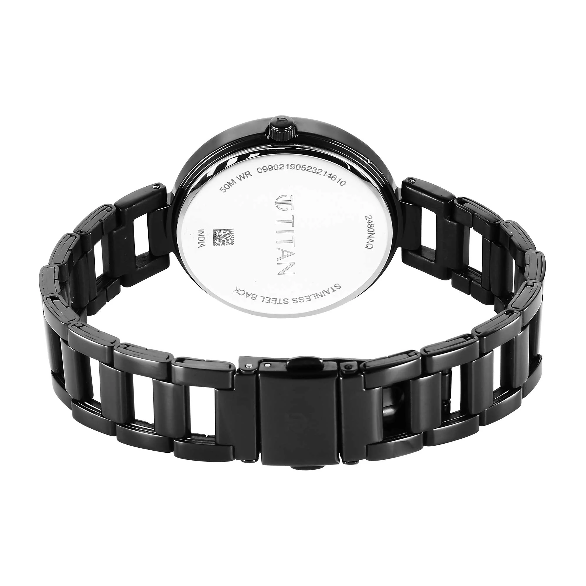 Titan Workwear Quartz Analog Black Dial Black Stainless Steel Strap Watch for Women - Image 6