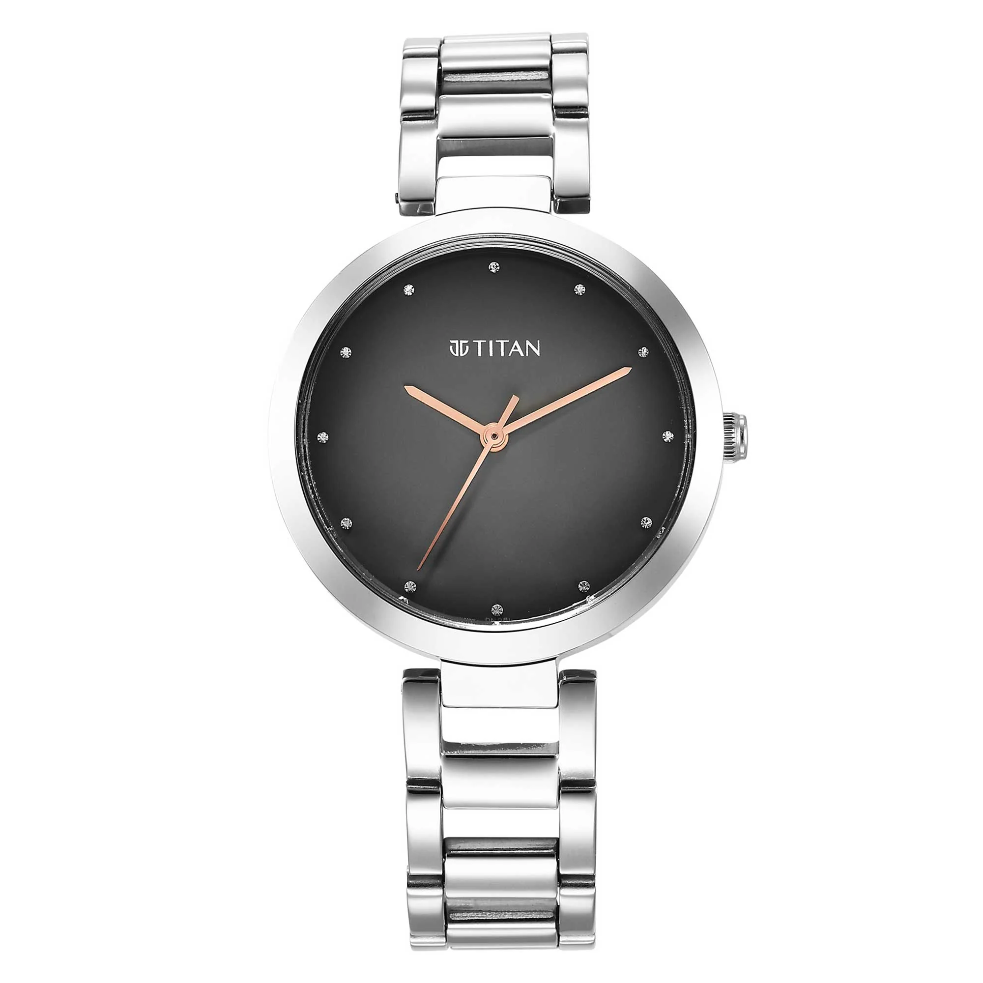 Titan Workwear Quartz Analog Black Dial Silver Stainless Steel Strap Watch for Women - Image 2