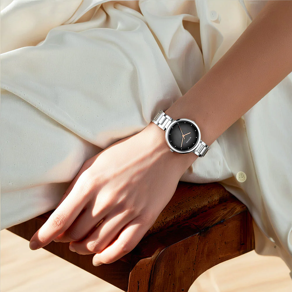 Titan Workwear Quartz Analog Black Dial Silver Stainless Steel Strap Watch for Women - Image 7