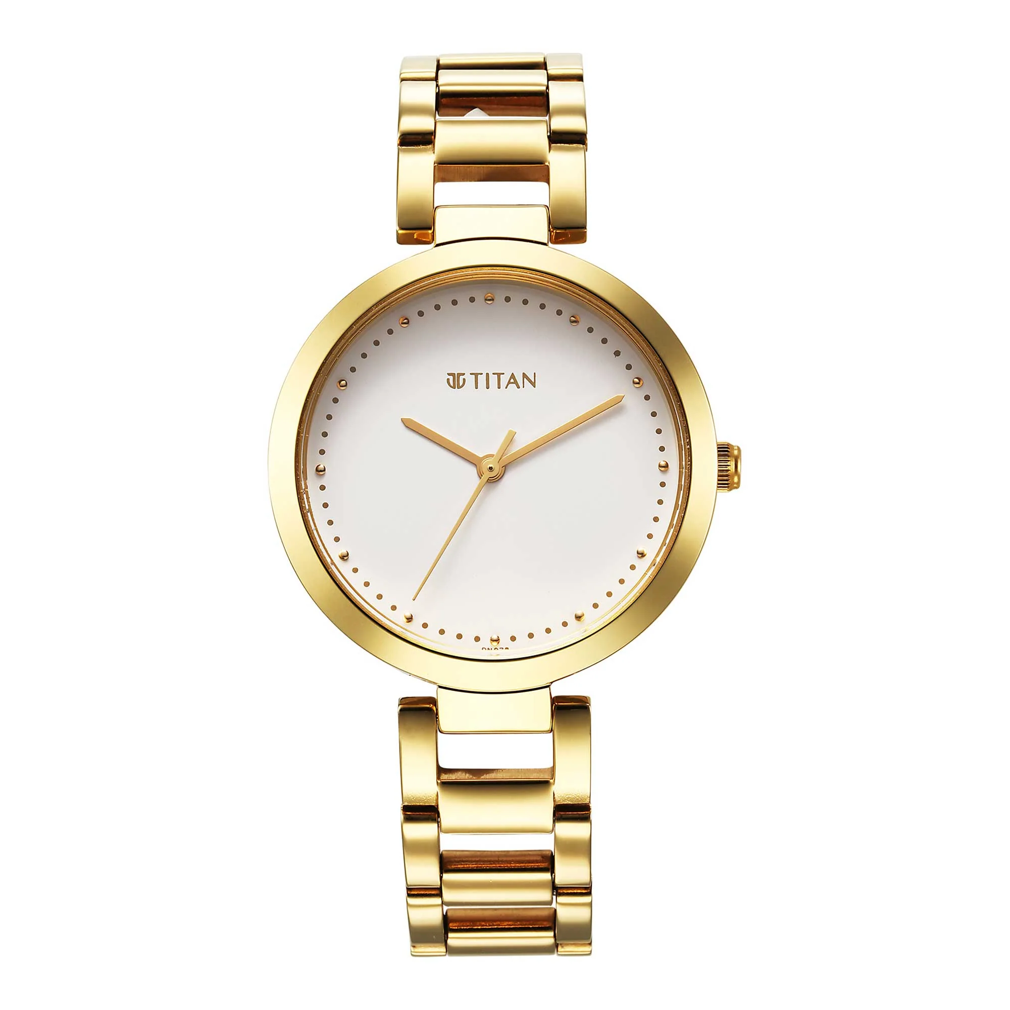 Titan Workwear Quartz Analog White Dial Golden Stainless Steel Strap Watch for Women - Image 2