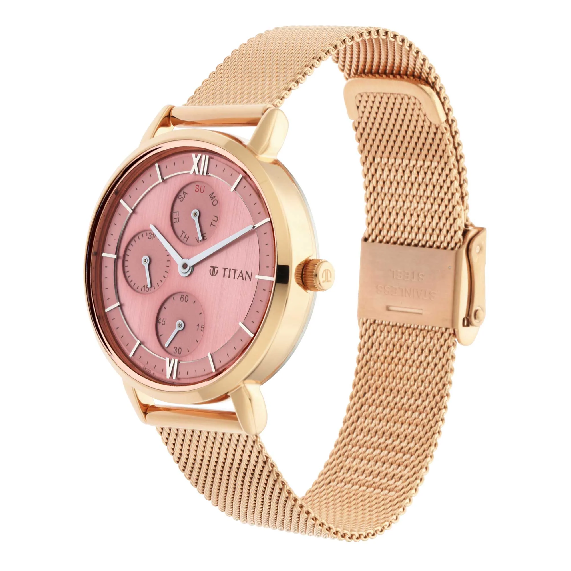 Titan Workwear Rose Gold Dial Multi Metal Strap watch for Women - Image 4