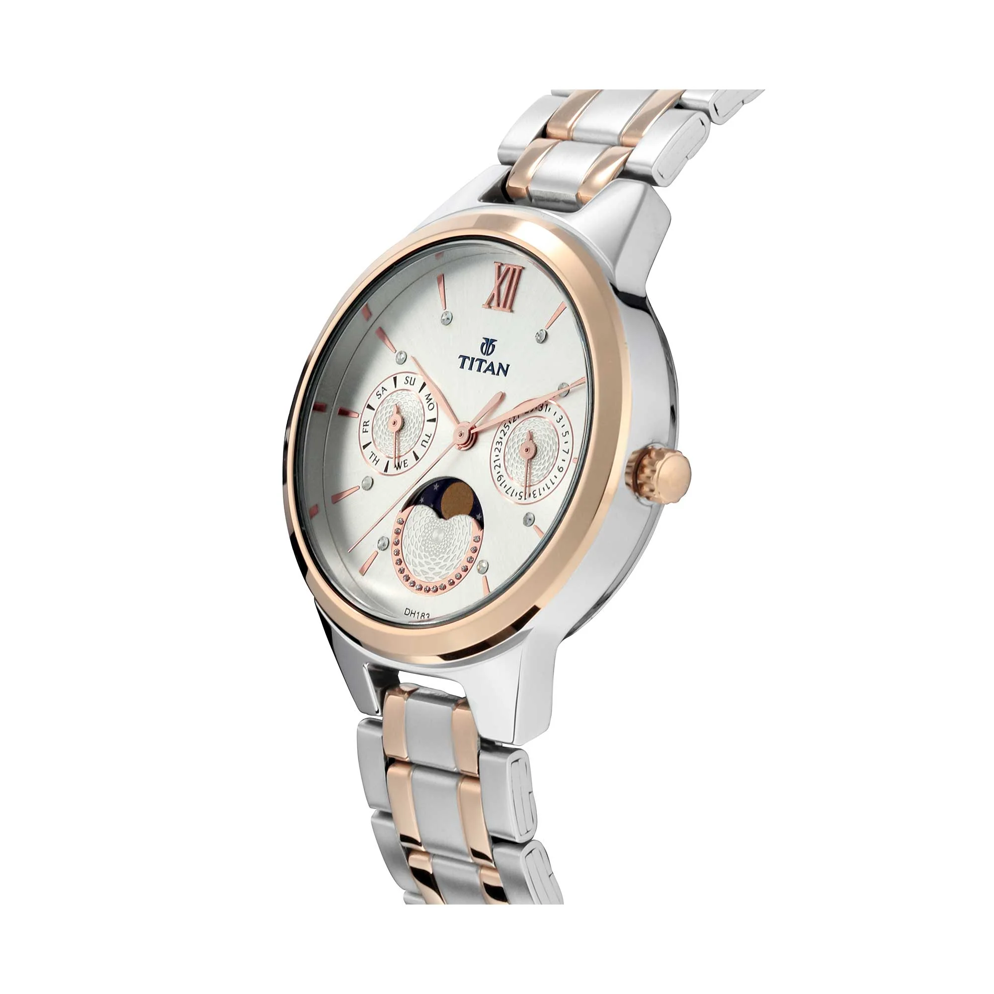 Titan Workwear White Moonphase Stainless Steel Strap watch for Women - Image 3