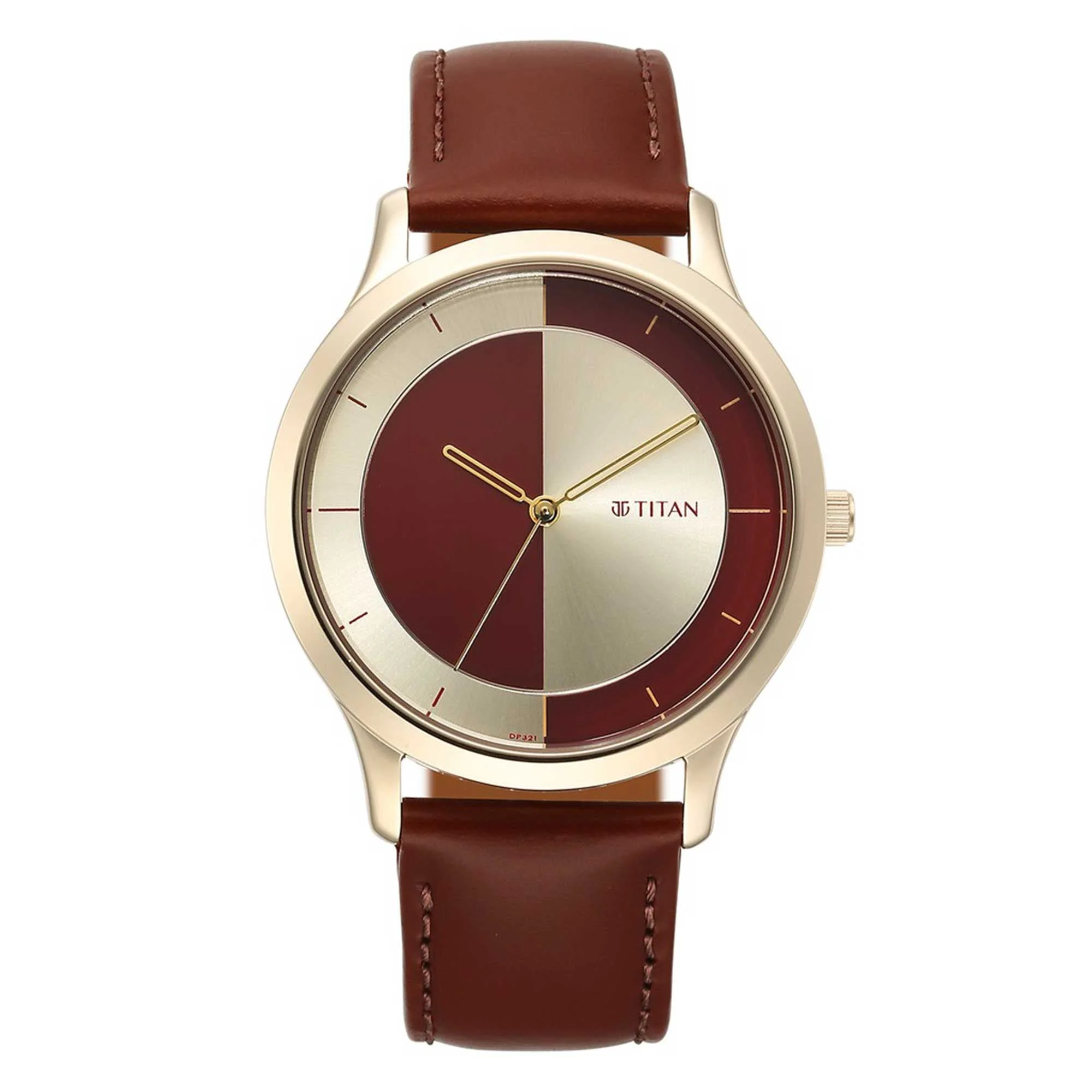 Titan Yin & Yang Red Dial Analog Leather Strap Watch for Men
