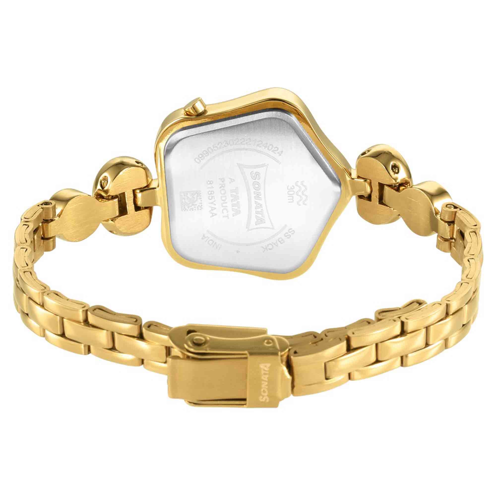 Utsav Blue Dial Yellow Bi Metal Strap Watch for Women - Image 4