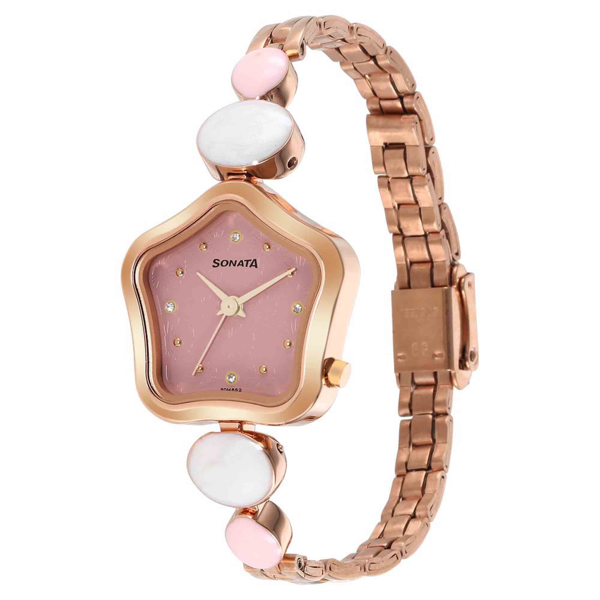 Utsav Pink Dail Rose Gold Bi Metal Strap Watch for Women - Image 2