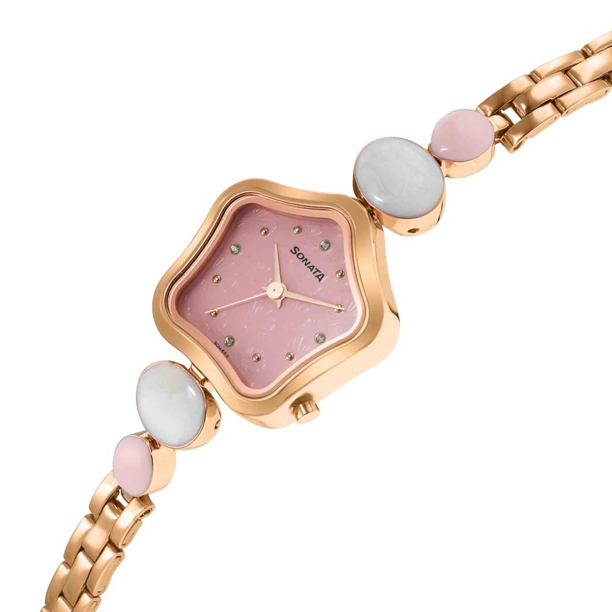 Utsav Pink Dail Rose Gold Bi Metal Strap Watch for Women - Image 3