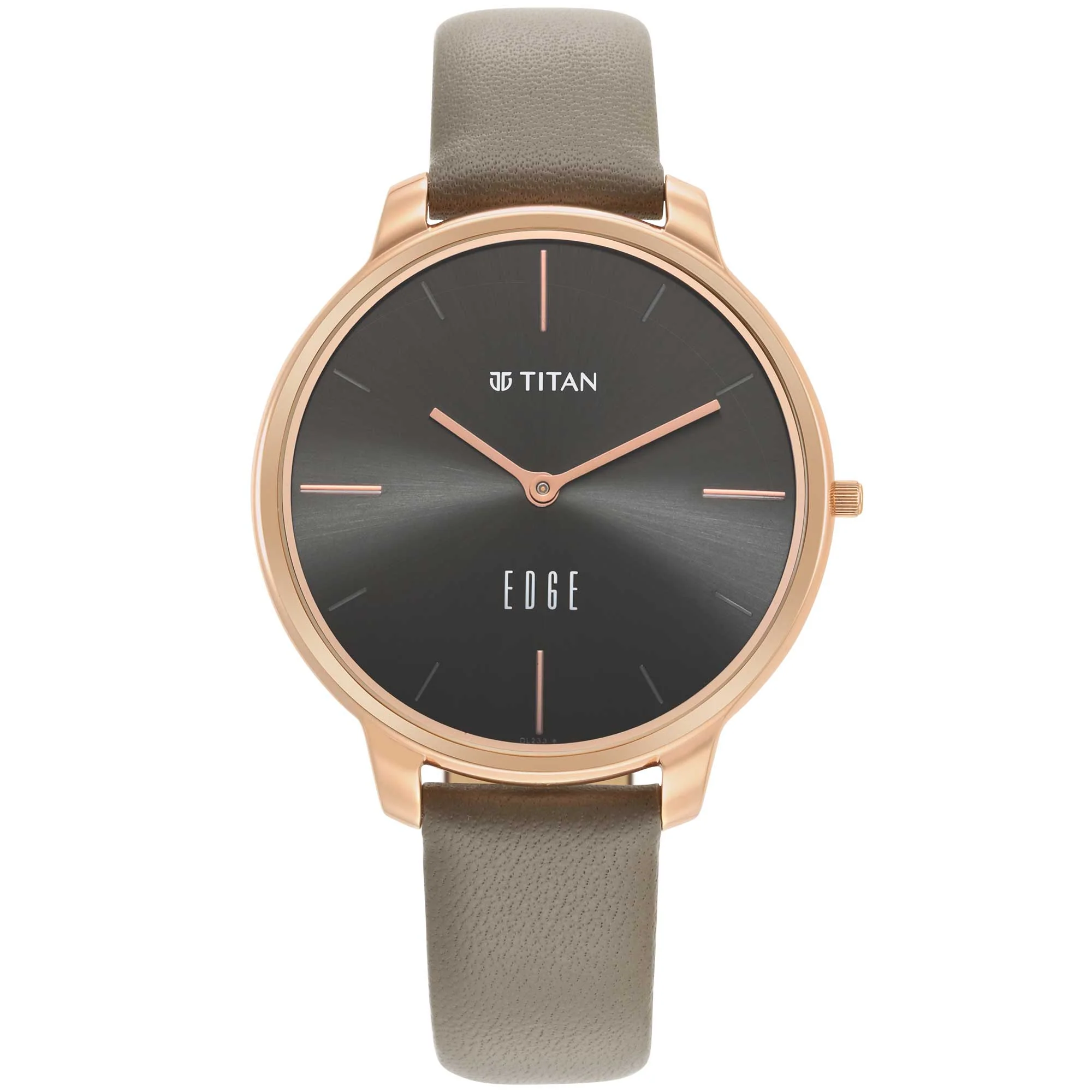 Women Edge Black Dial Black Leather Strap Watch - Image 2
