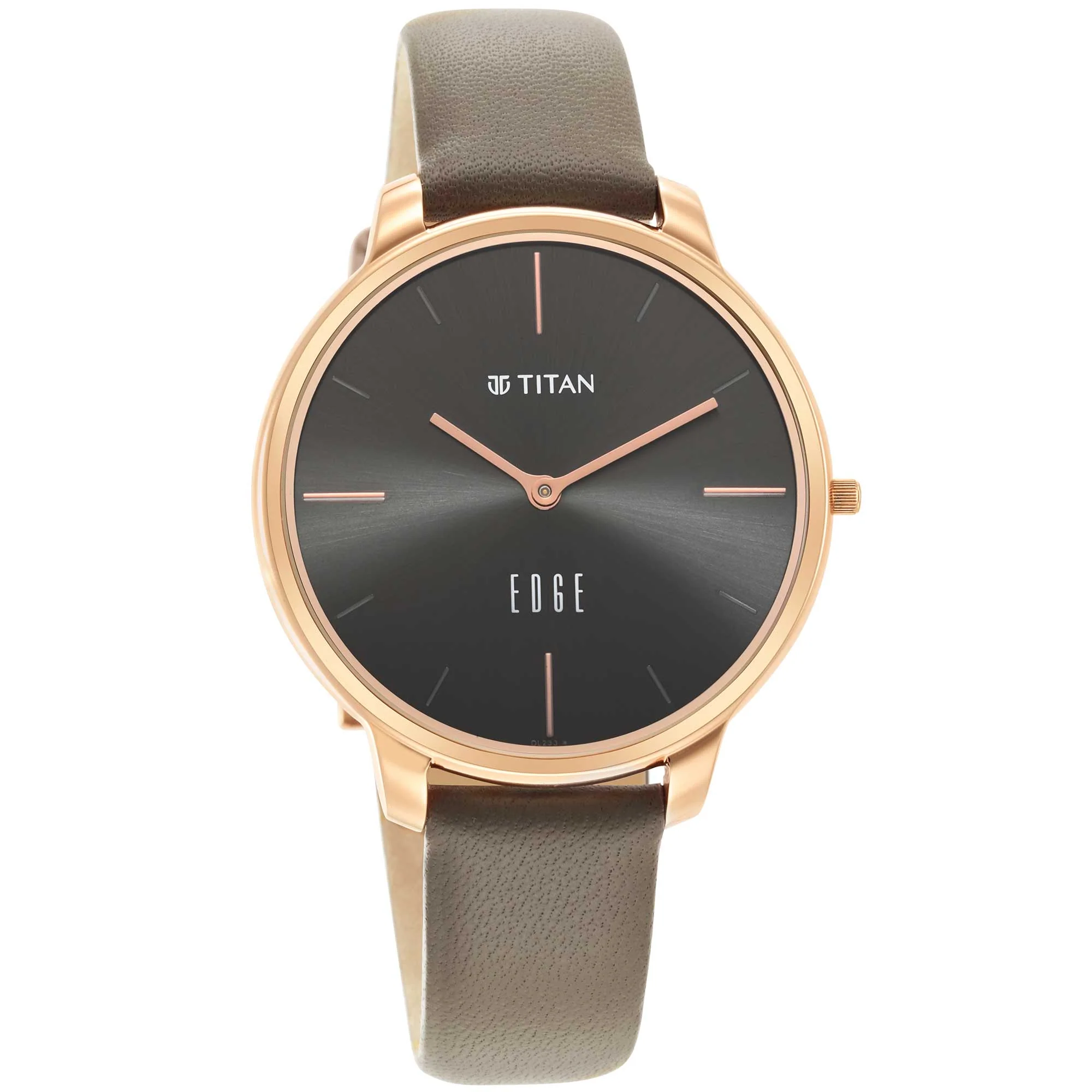 Women Edge Black Dial Black Leather Strap Watch - Image 3